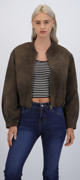 Chamarra bomber con contraste en cuello