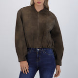 Chamarra bomber con contraste en cuello