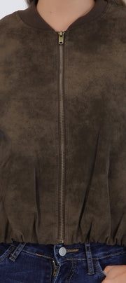 Chamarra bomber con contraste en cuello