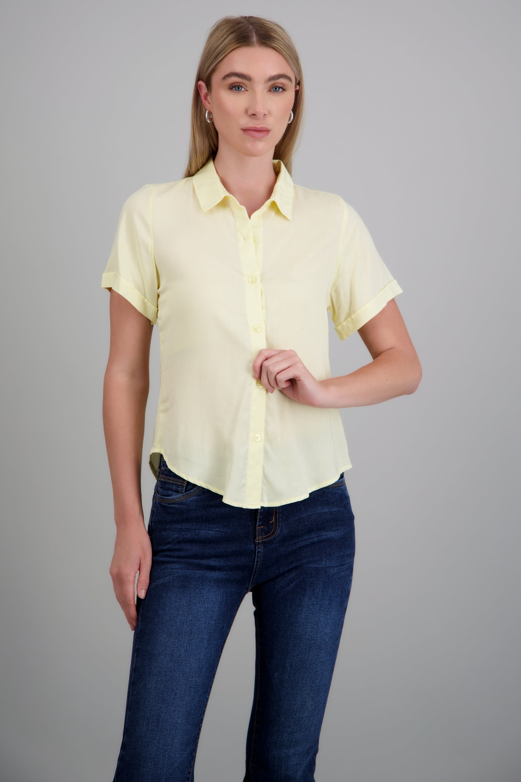 Camisa lisa manga corta AMARILLO PASTEL
