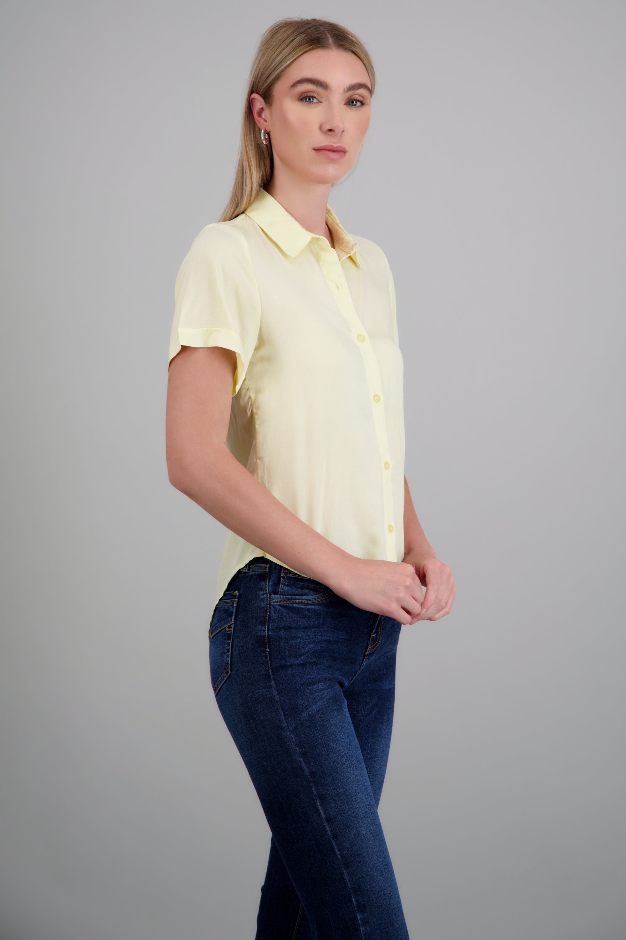 Camisa lisa manga corta AMARILLO PASTEL