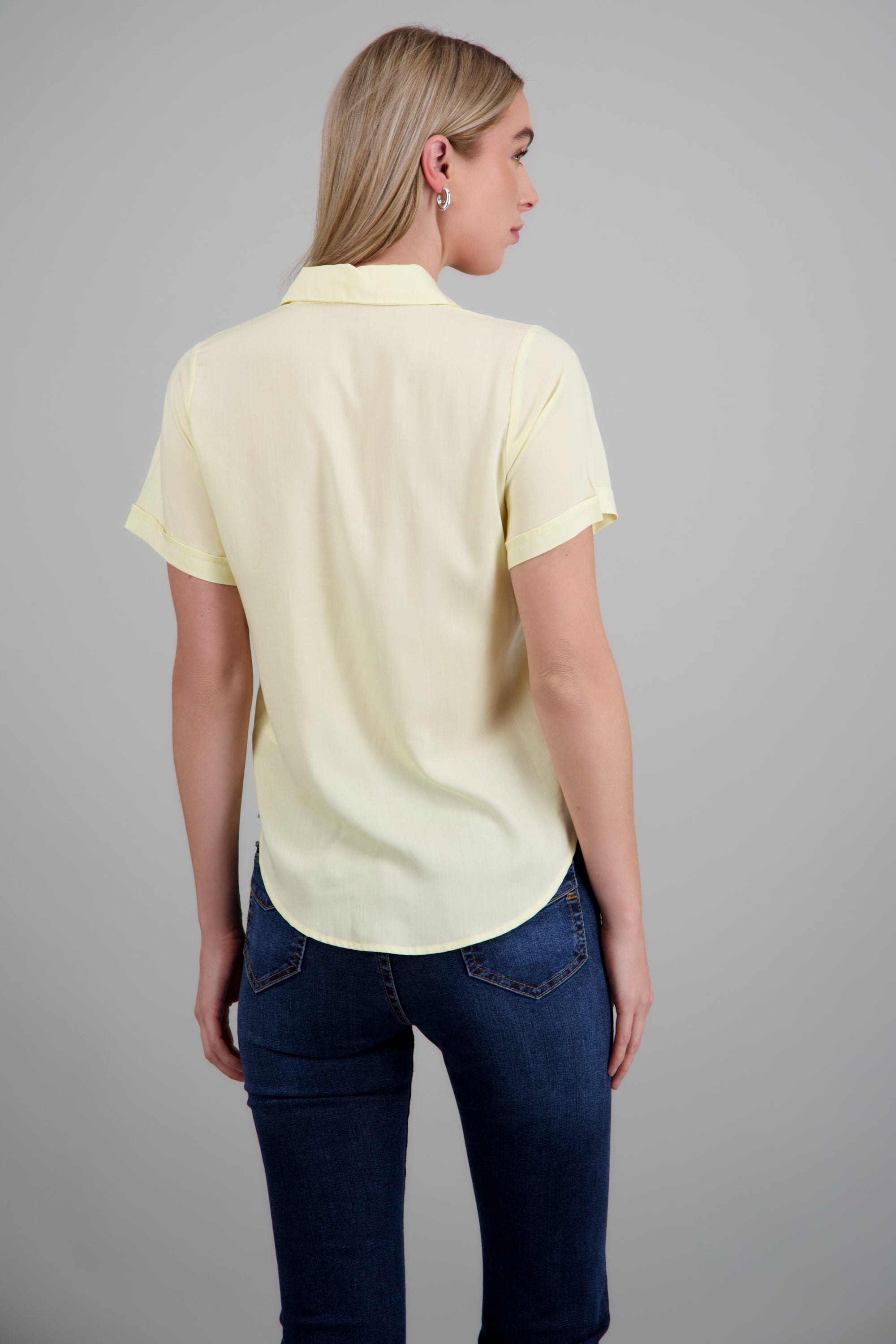 Camisa lisa manga corta AMARILLO PASTEL