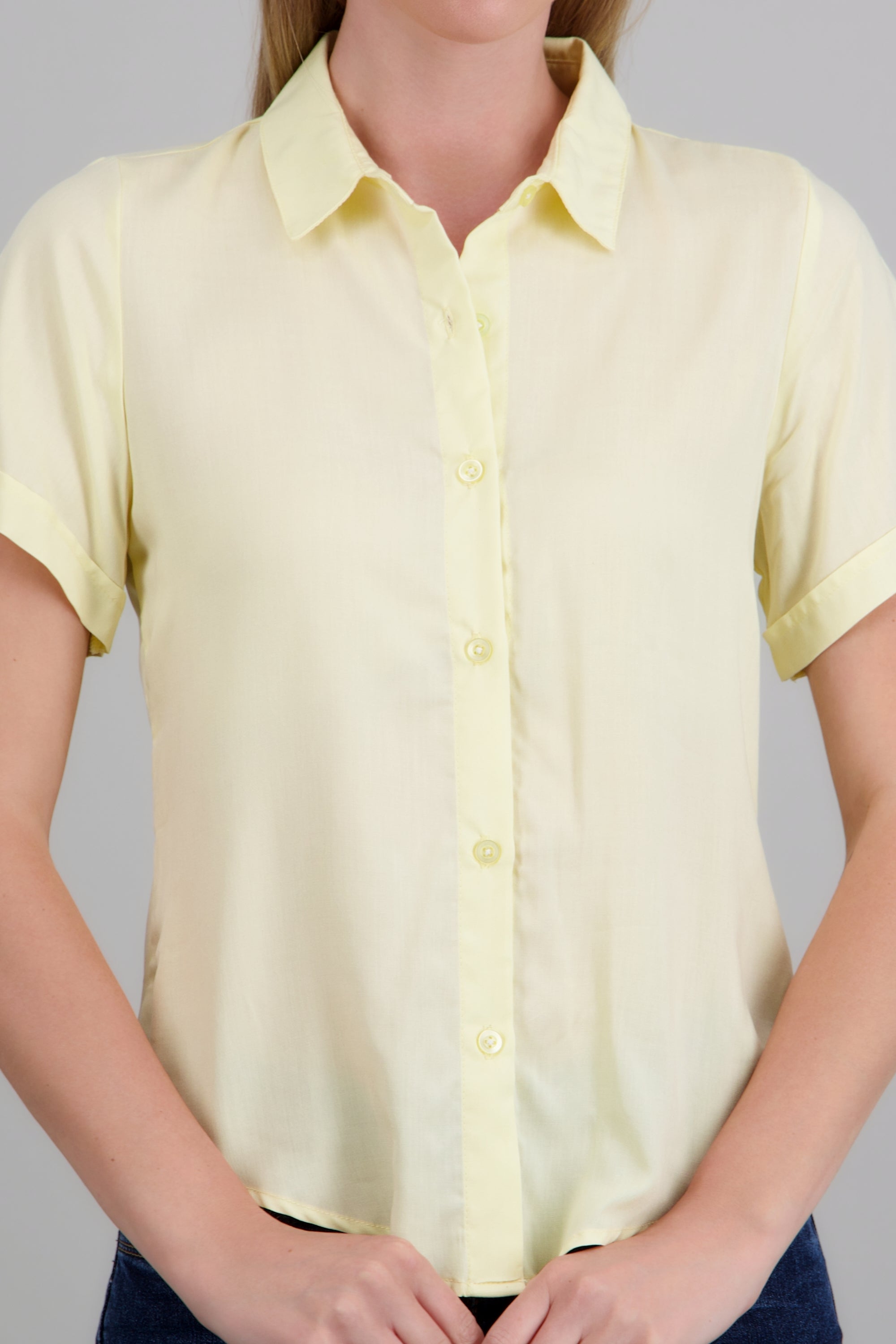 Camisa lisa manga corta AMARILLO PASTEL