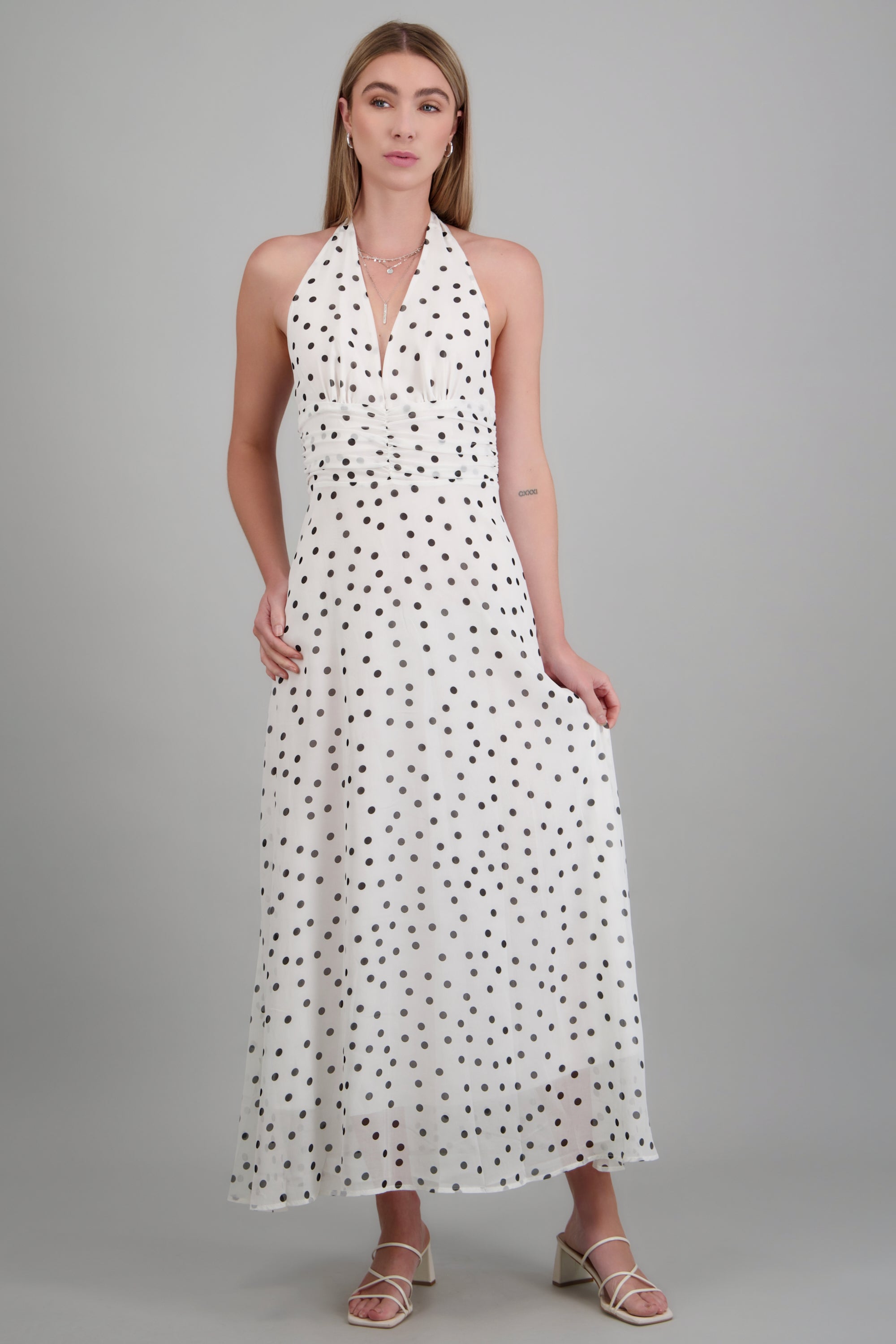 Vestido polka dots BLANCO COMBO