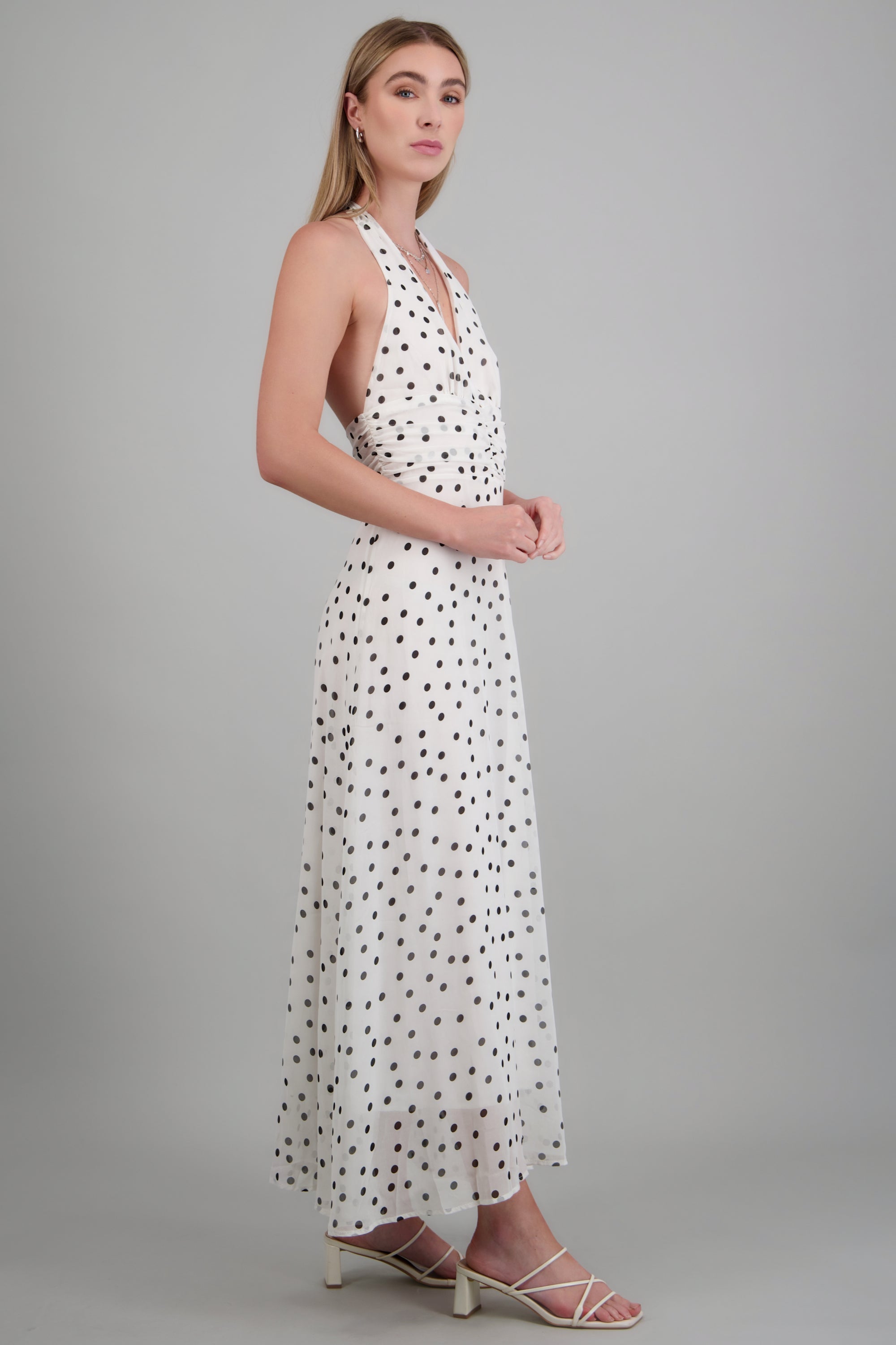 Vestido polka dots BLANCO COMBO