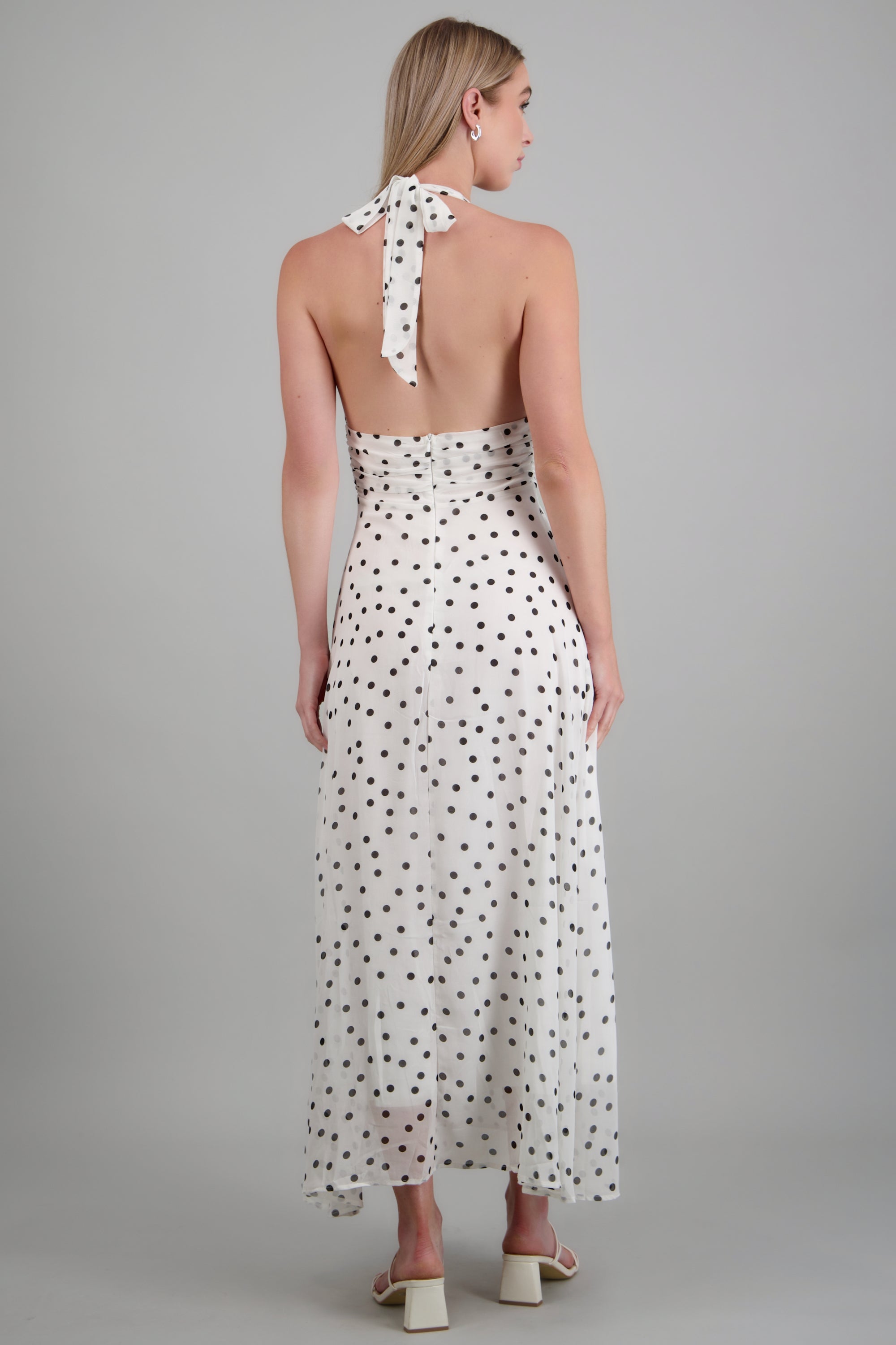 Vestido polka dots BLANCO COMBO
