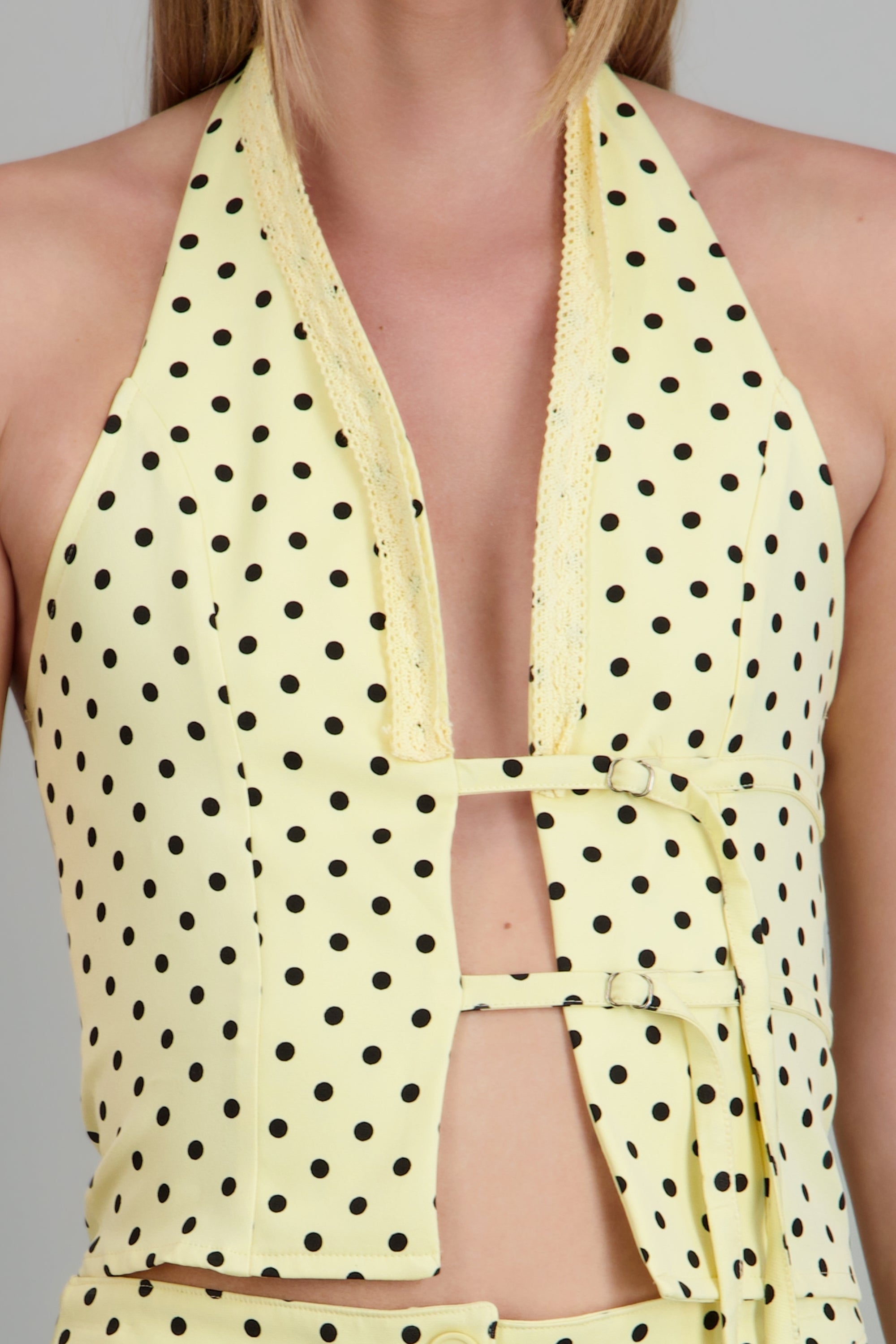 Top halter polka dots AMARILLO COMBO