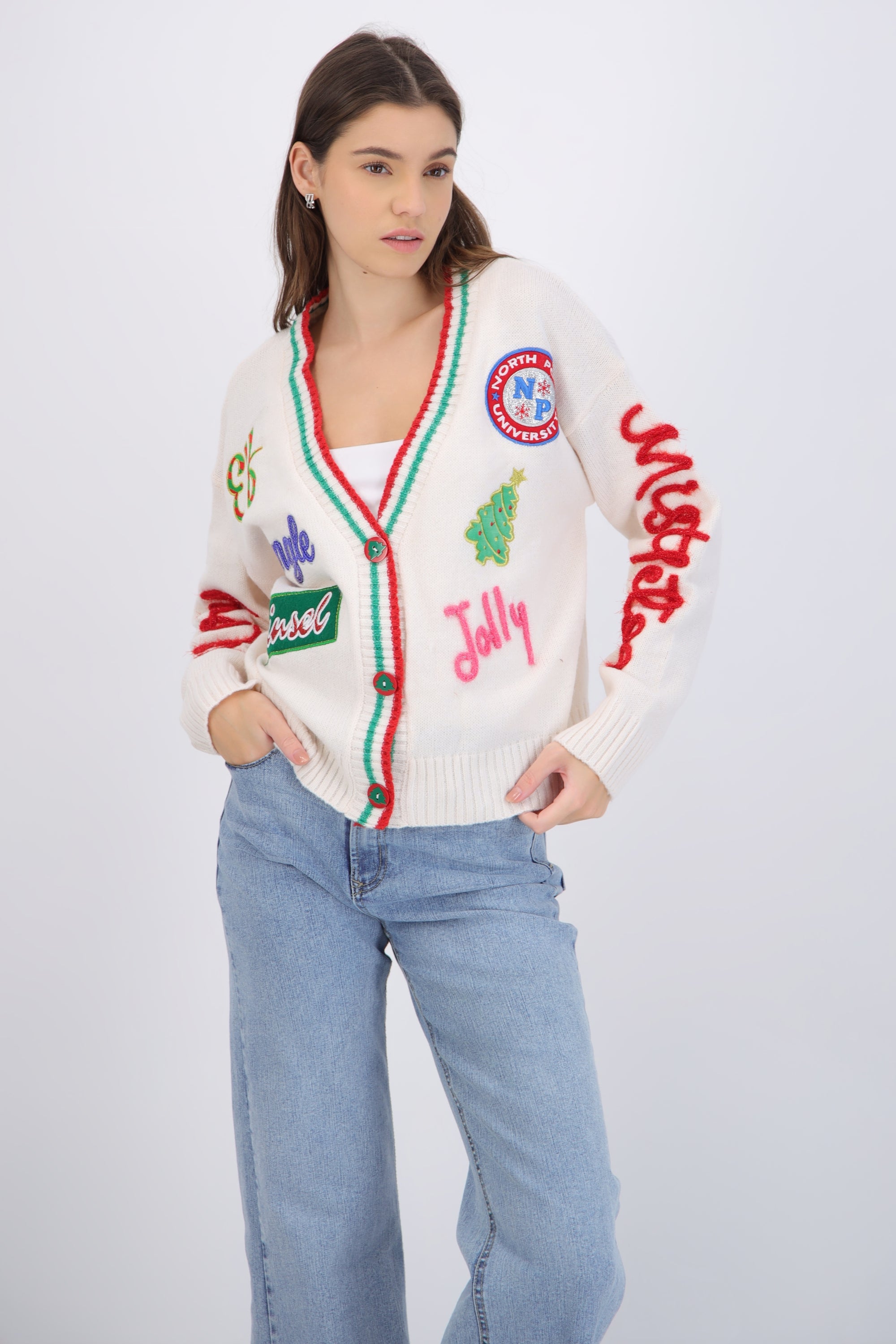 Cardigan navidad parches