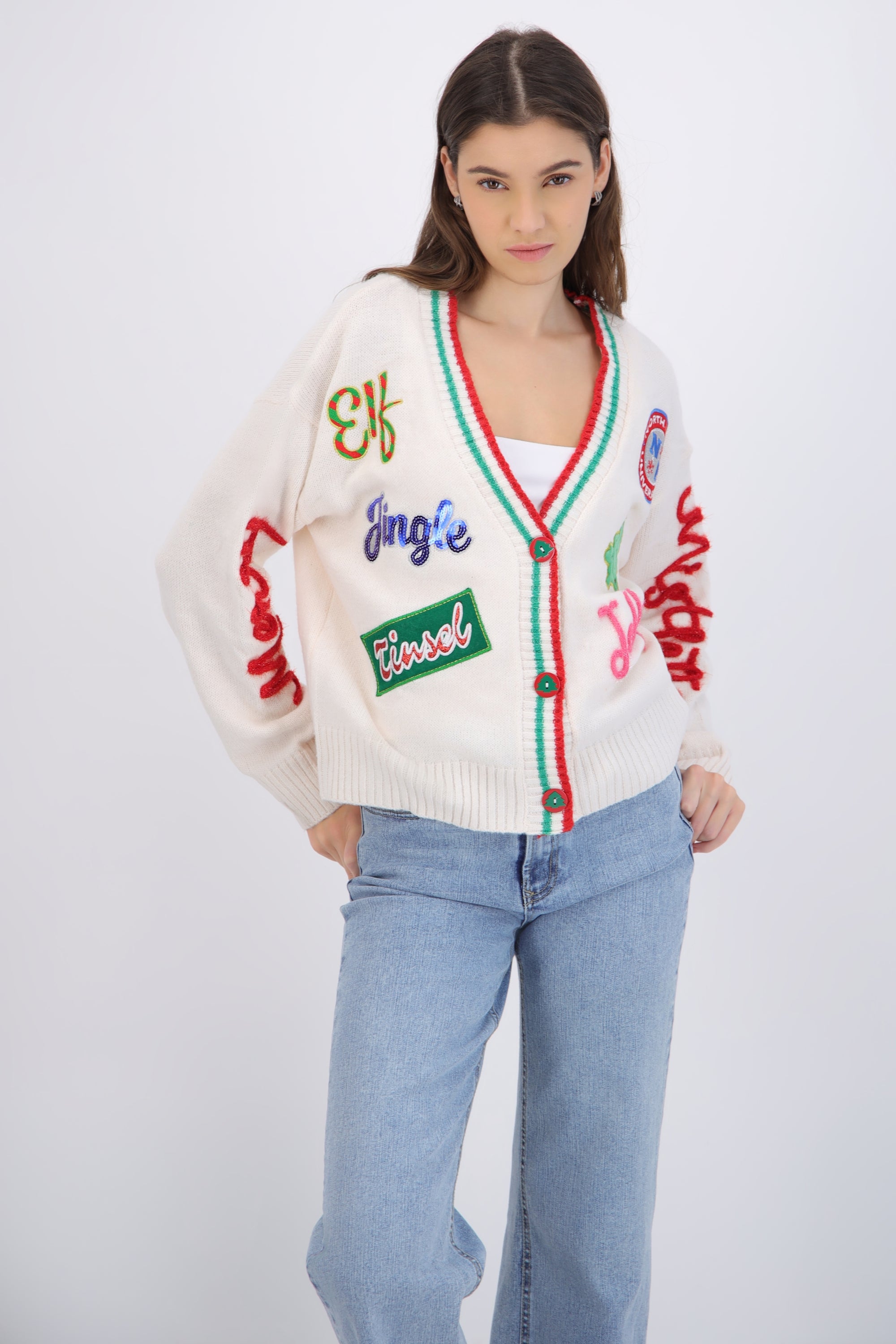 Cardigan navidad parches
