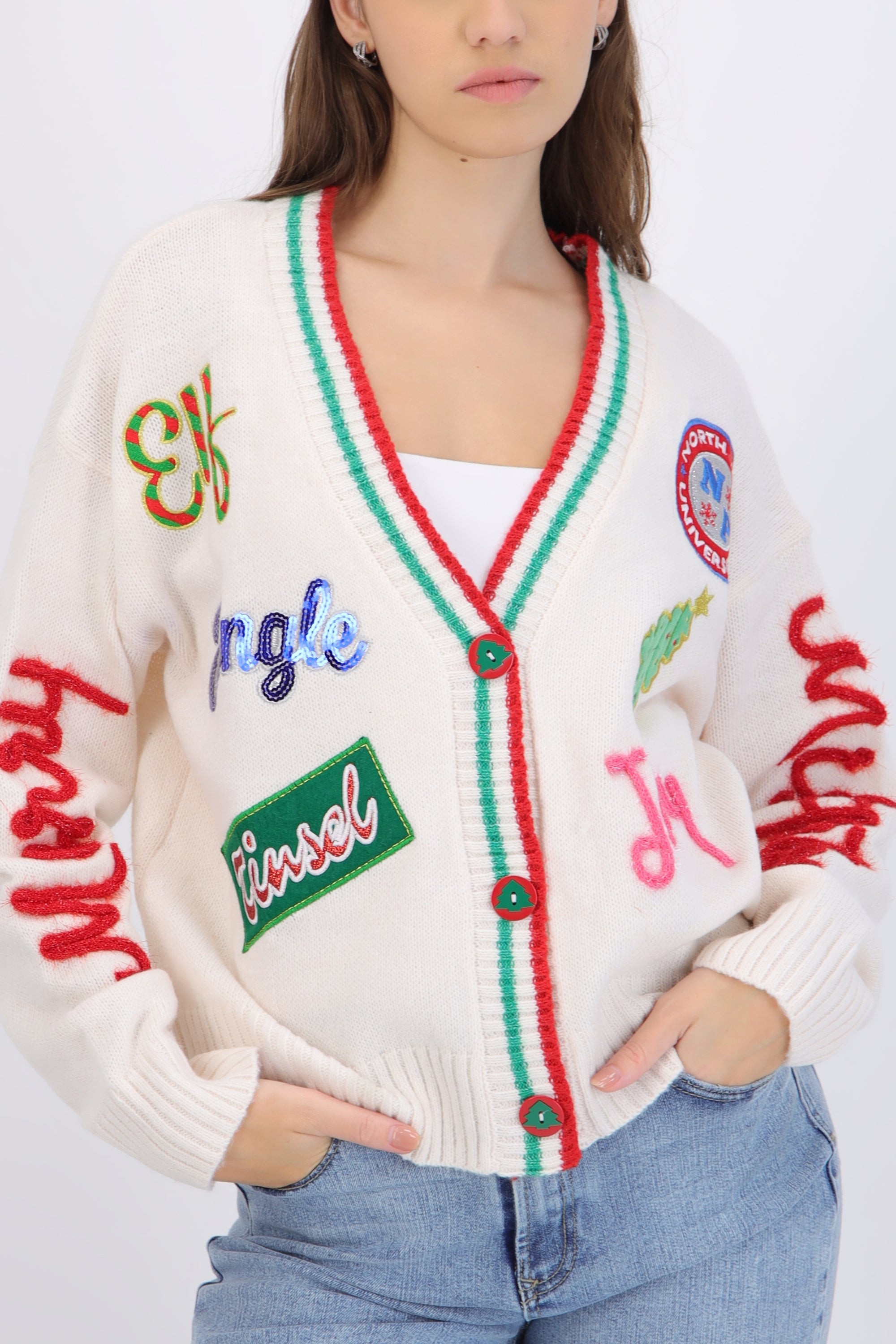 Cardigan navidad parches