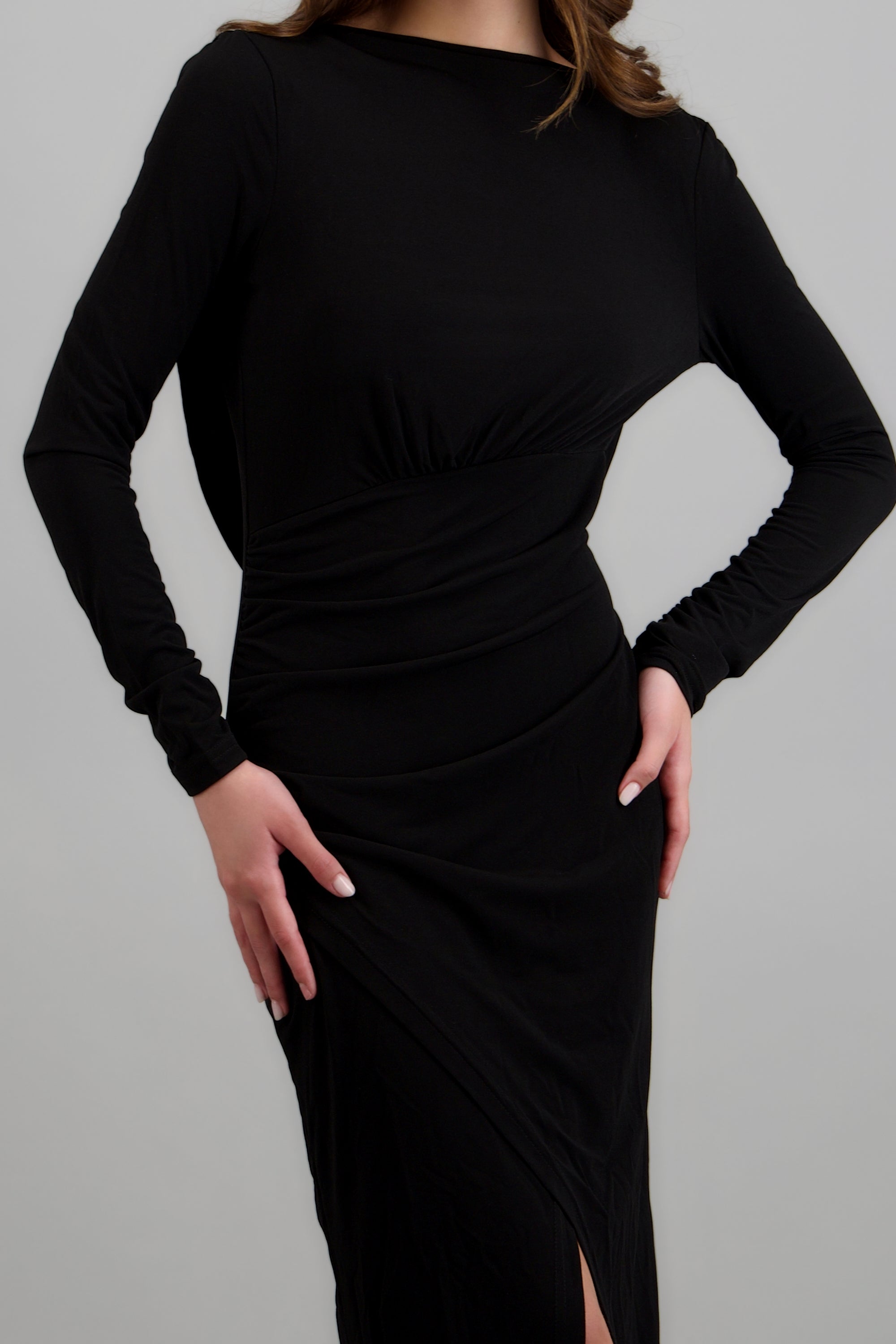 Maxi vestido detalle costado escote espalda NEGRO
