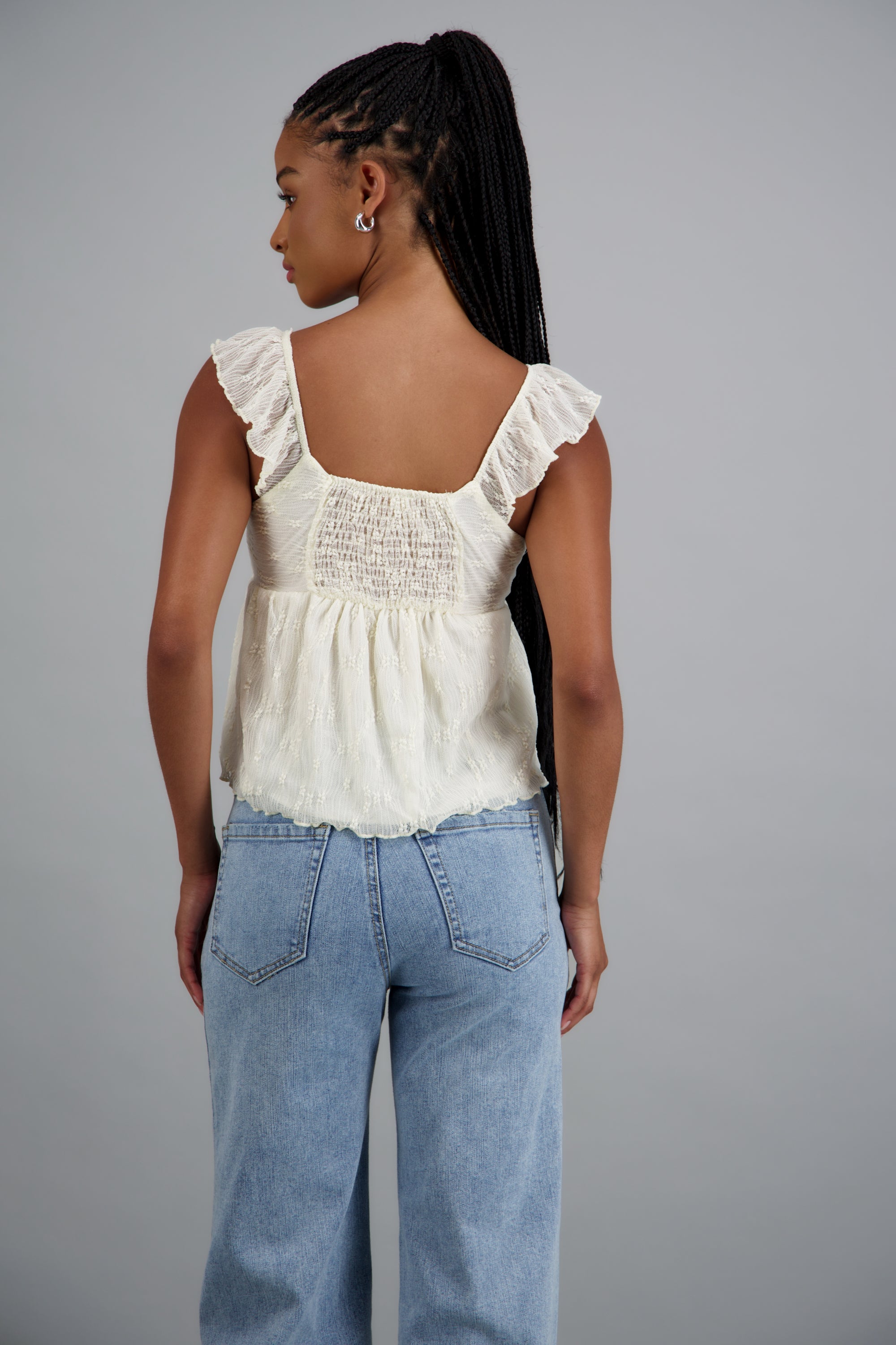 Blusa encaje det amarre CREMA