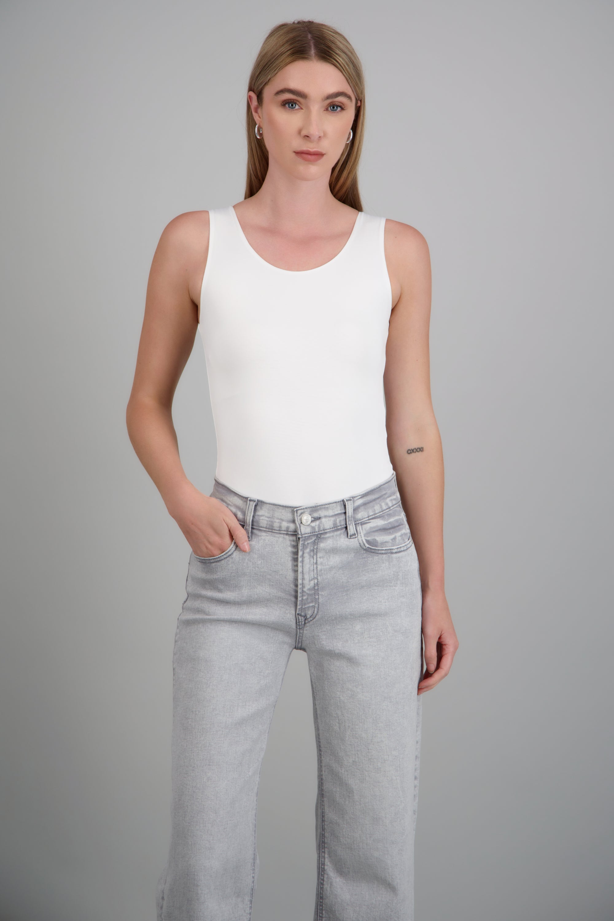 Body sin mangas cuello redondo BLANCO