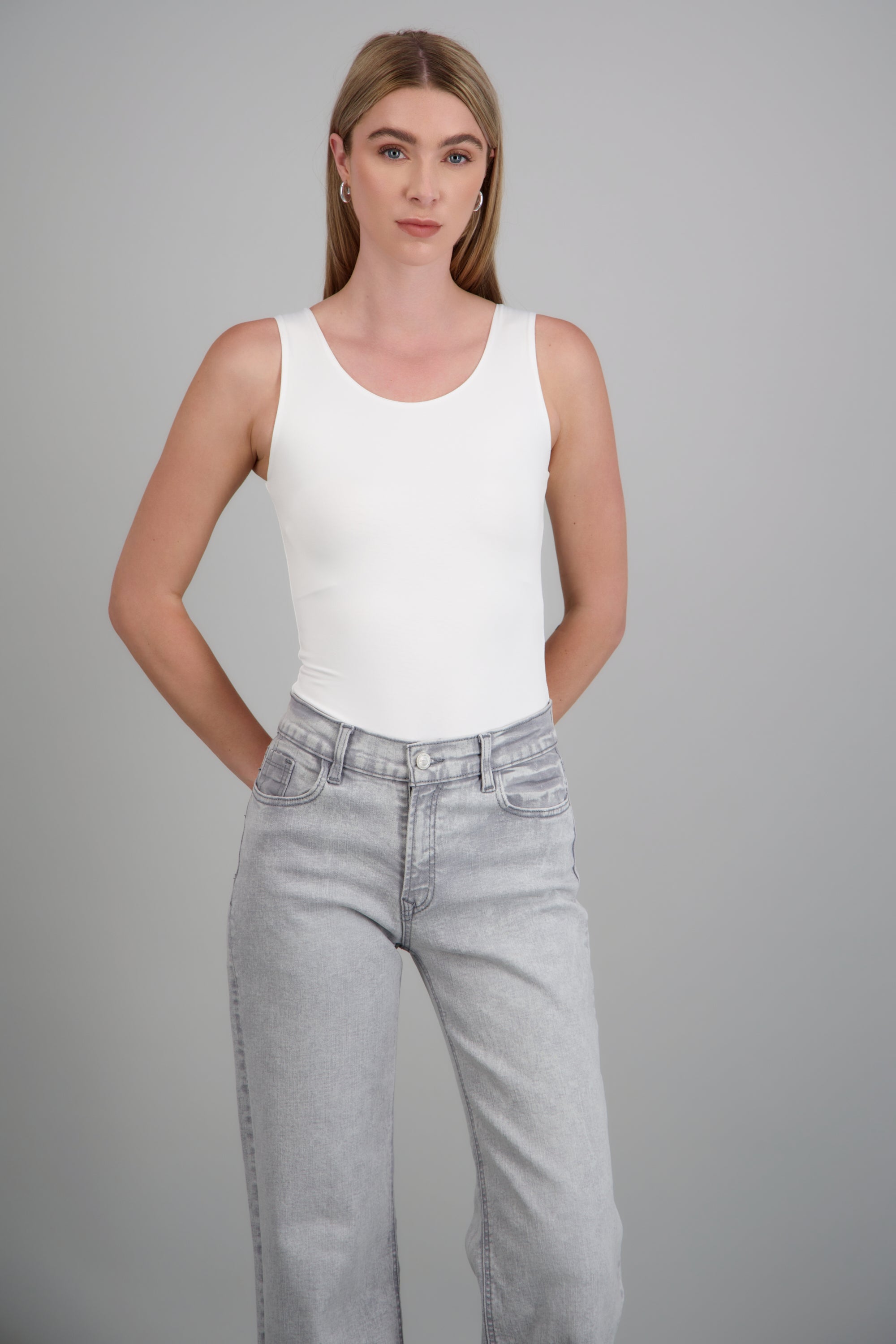 Body sin mangas cuello redondo BLANCO