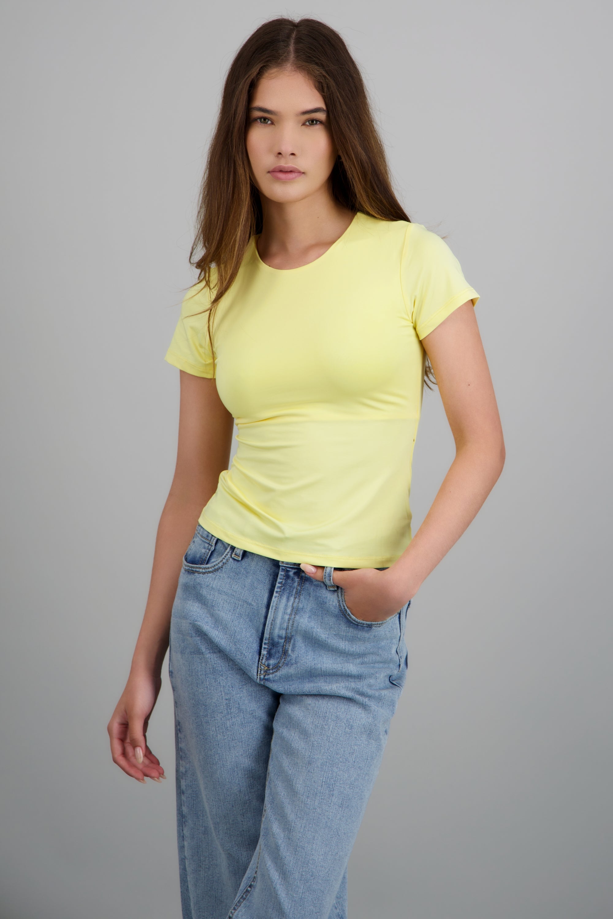 T-shirt licra manga corta AMARILLO PASTEL