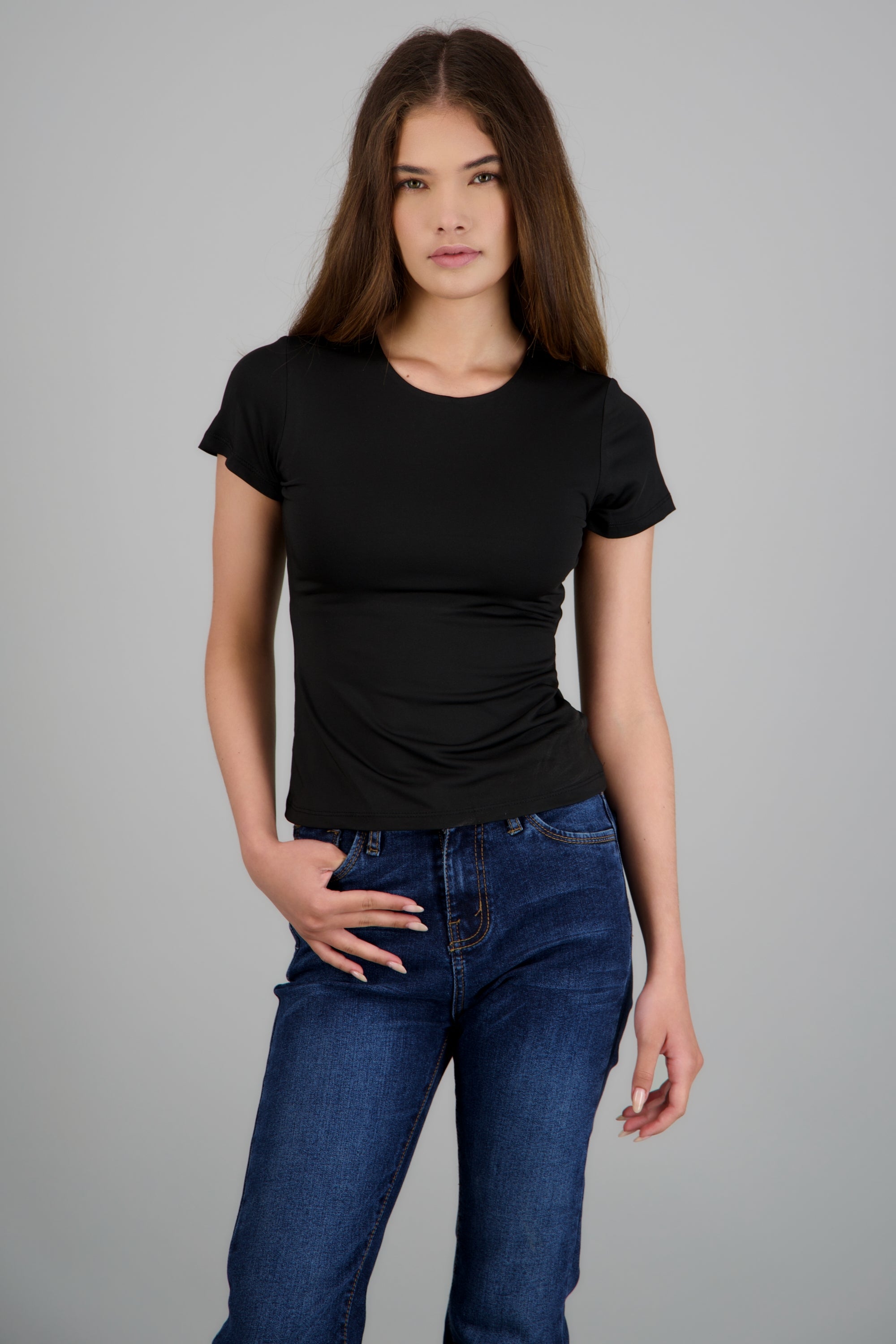 T-shirt licra manga corta NEGRO