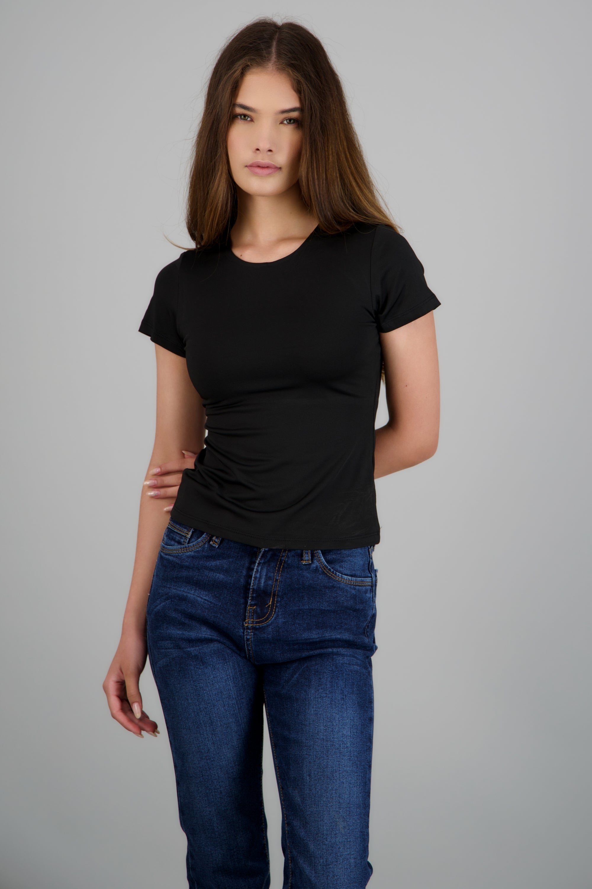 T-shirt licra manga corta NEGRO