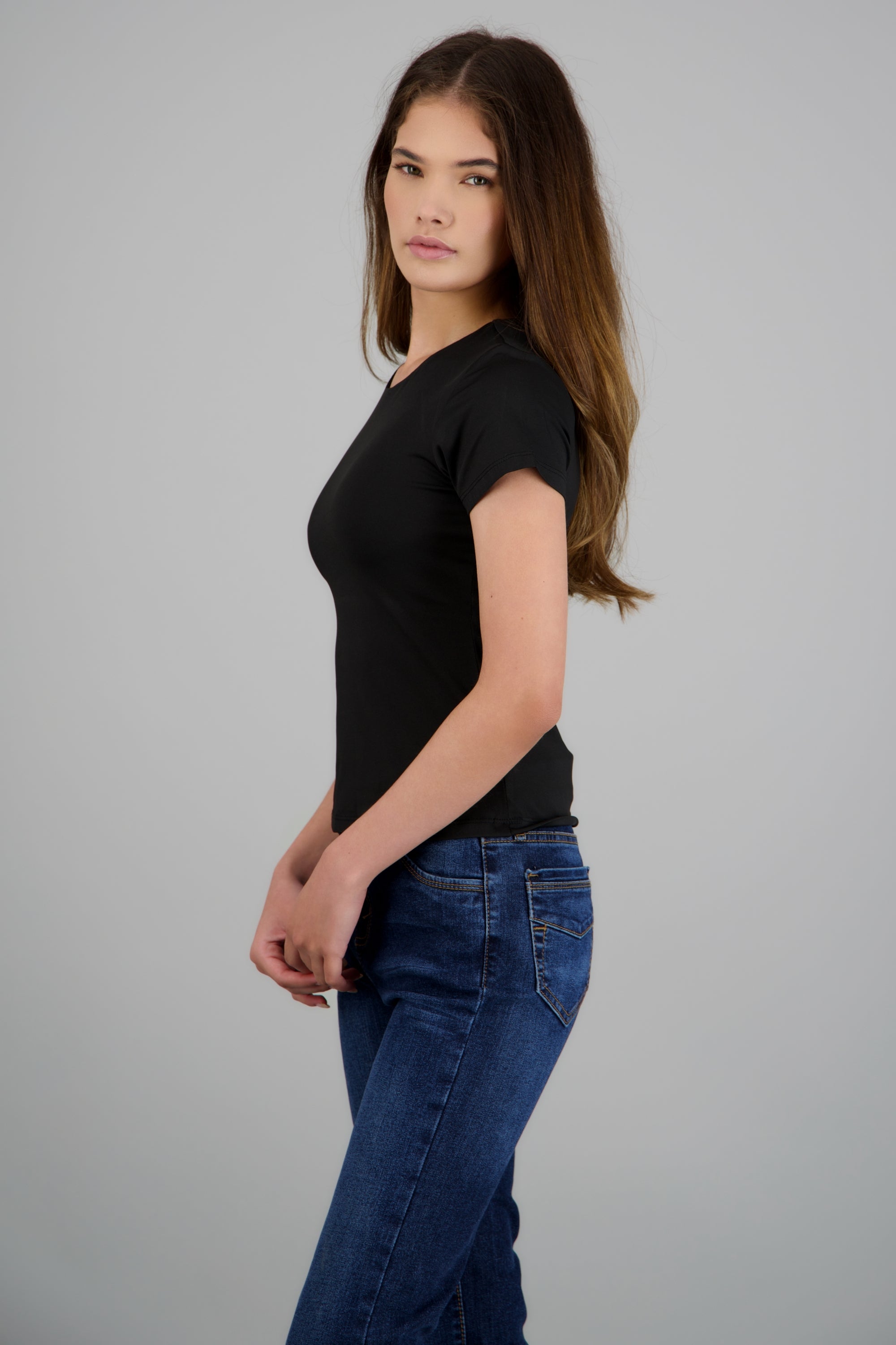 T-shirt licra manga corta NEGRO