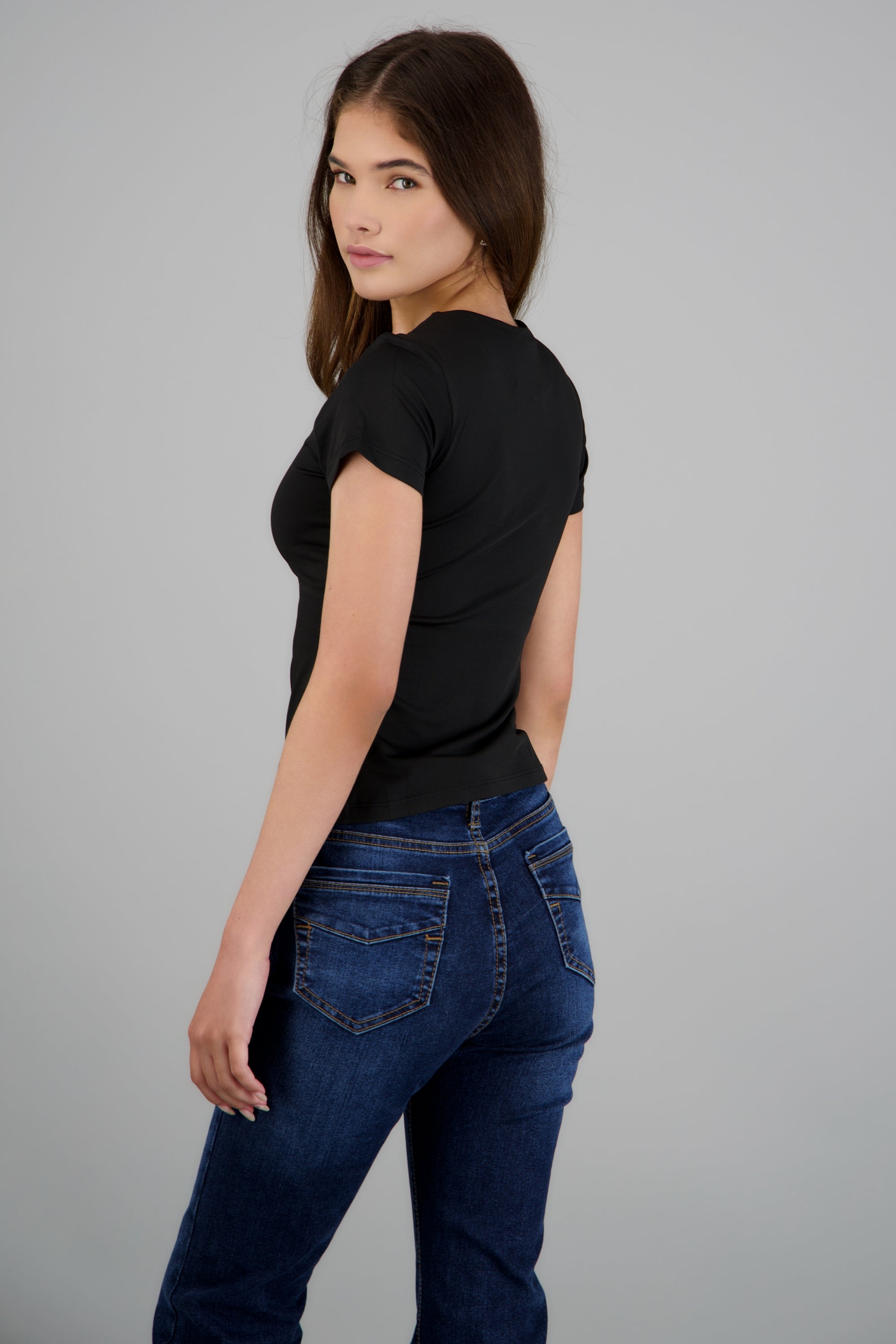 T-shirt licra manga corta NEGRO
