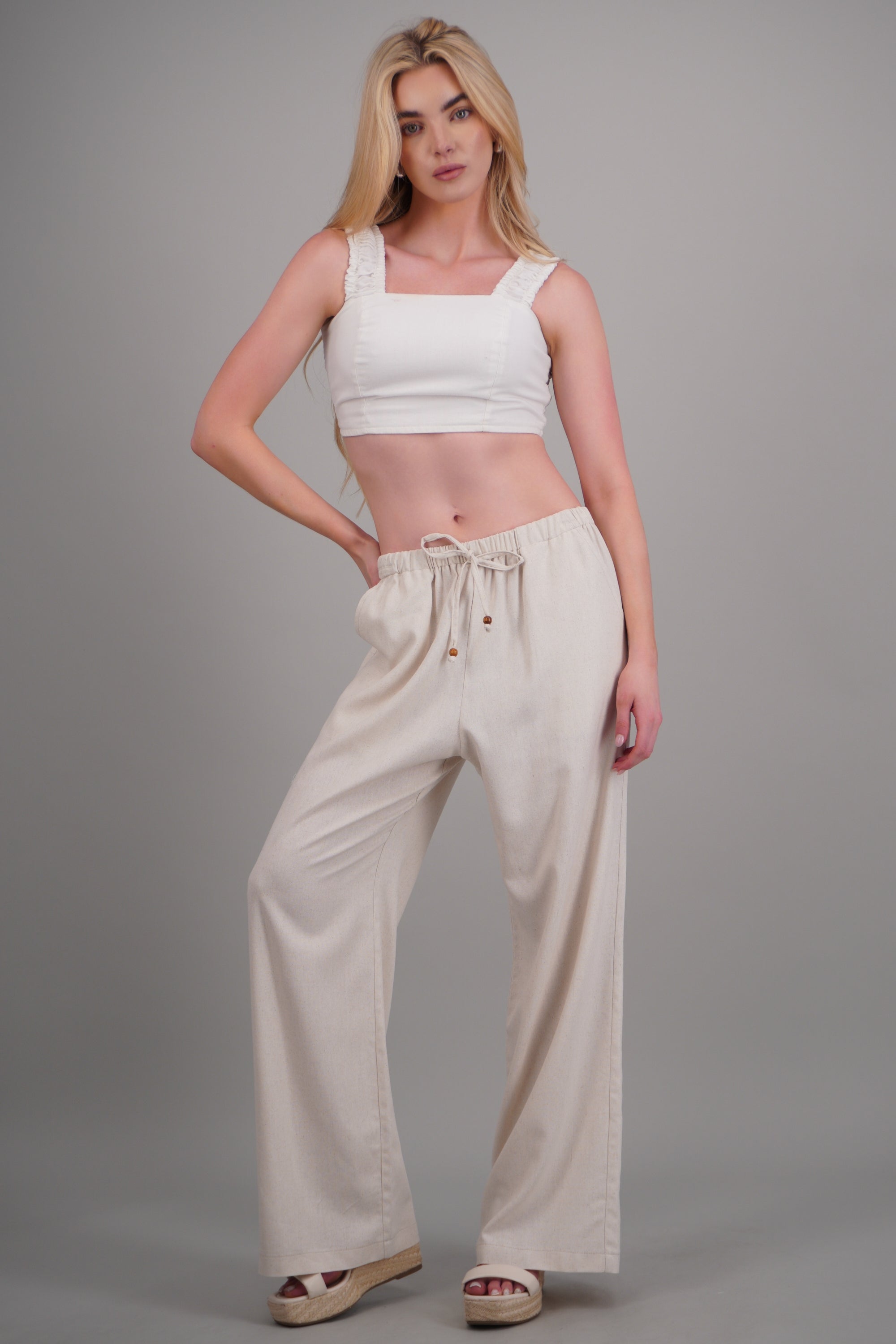 Pantalon recto detalle pretina elastica ARENA