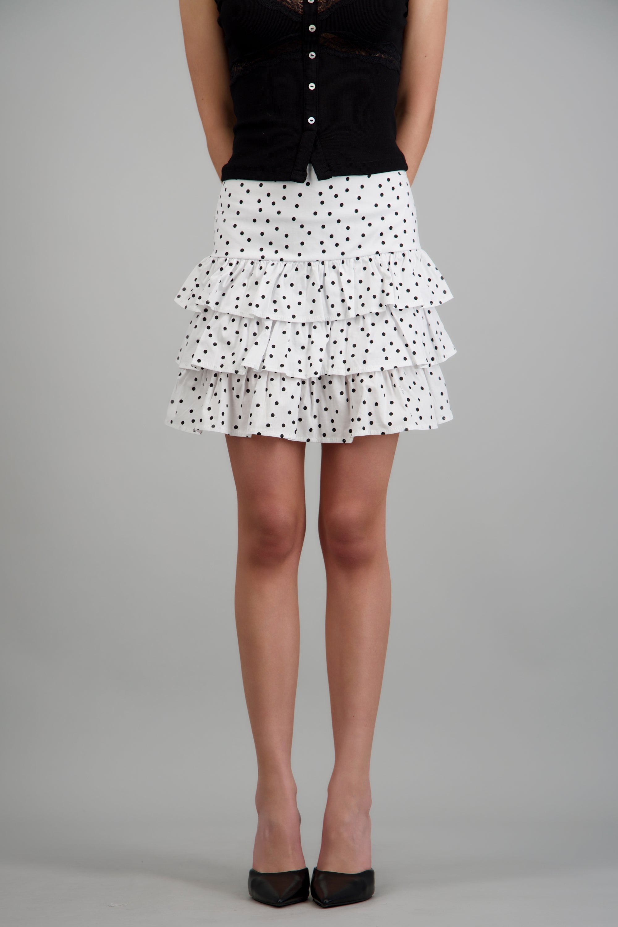 Falda olanes detalle polkas BLANCO COMBO