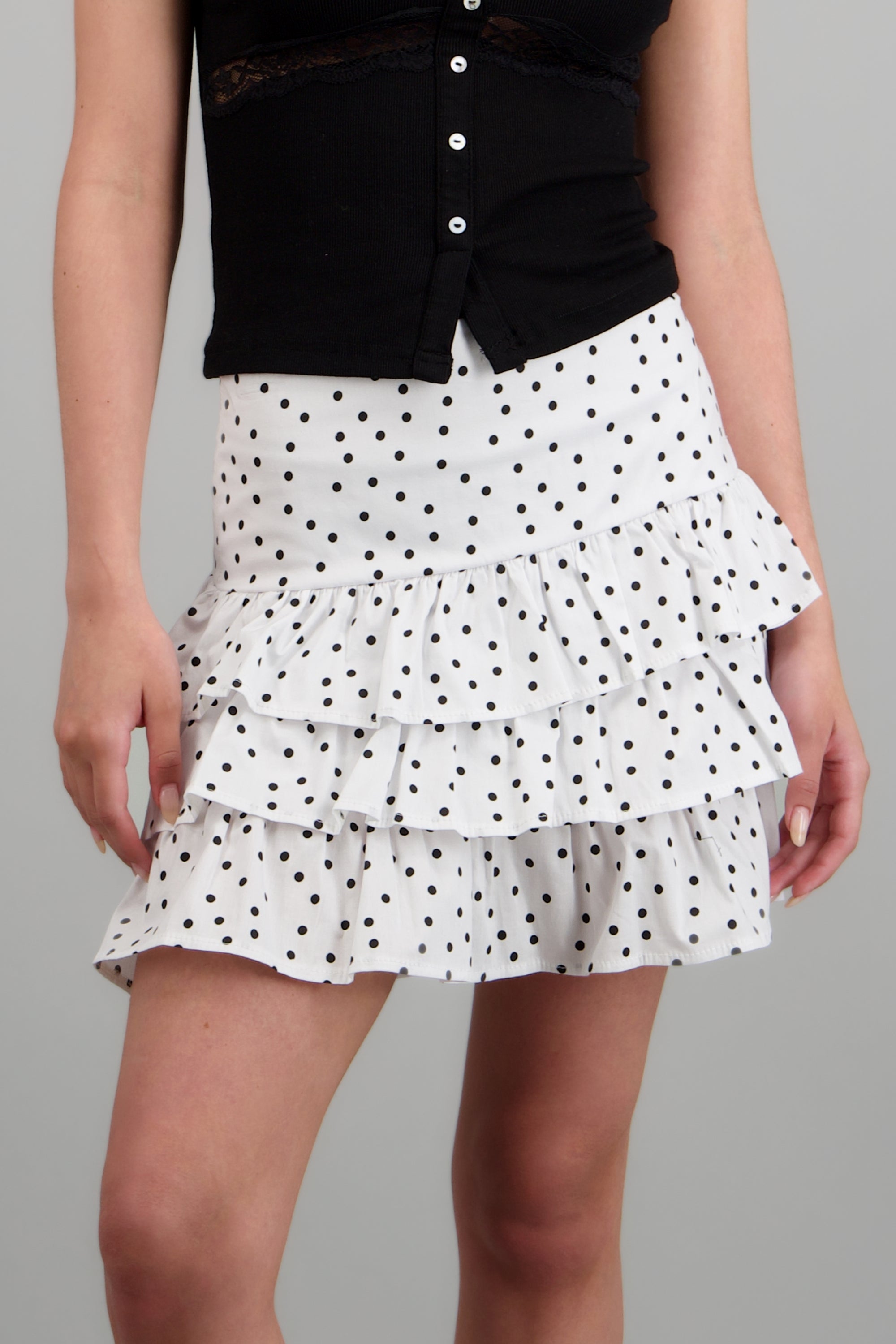 Falda olanes detalle polkas BLANCO COMBO