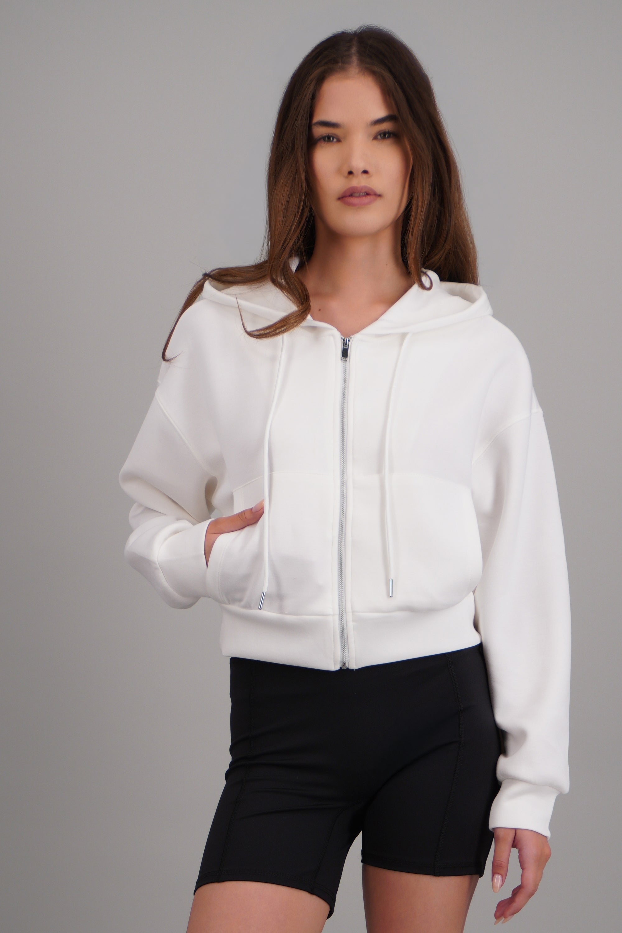 Sudadera con cierre modal BLANCO