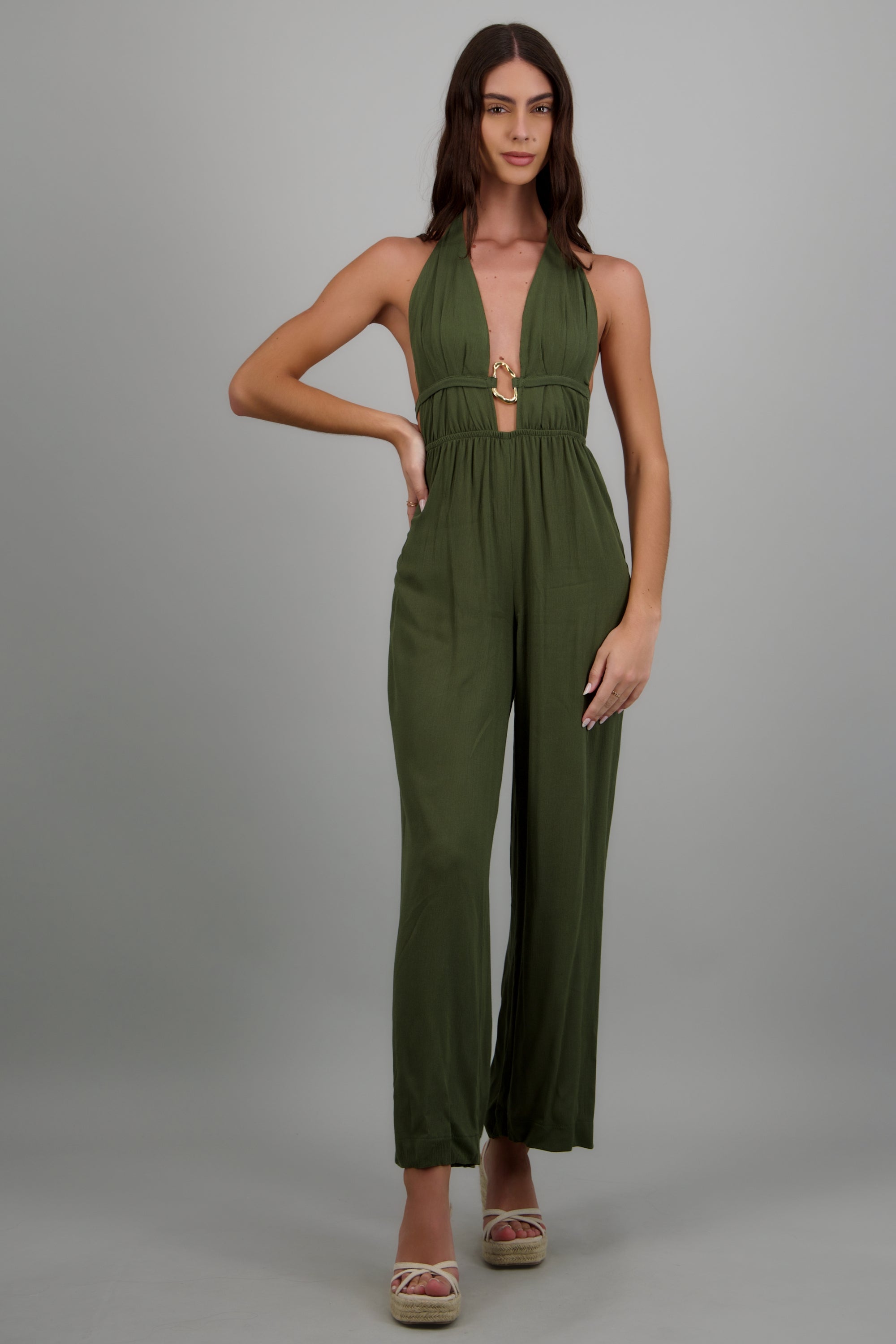 Jumpsuit halter detalle aro metalico OLIVO