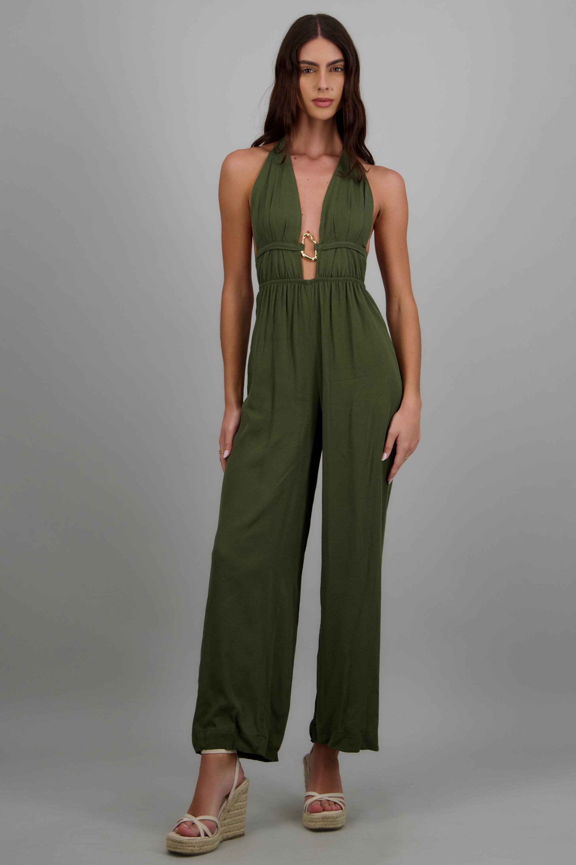 Jumpsuit halter detalle aro metalico OLIVO