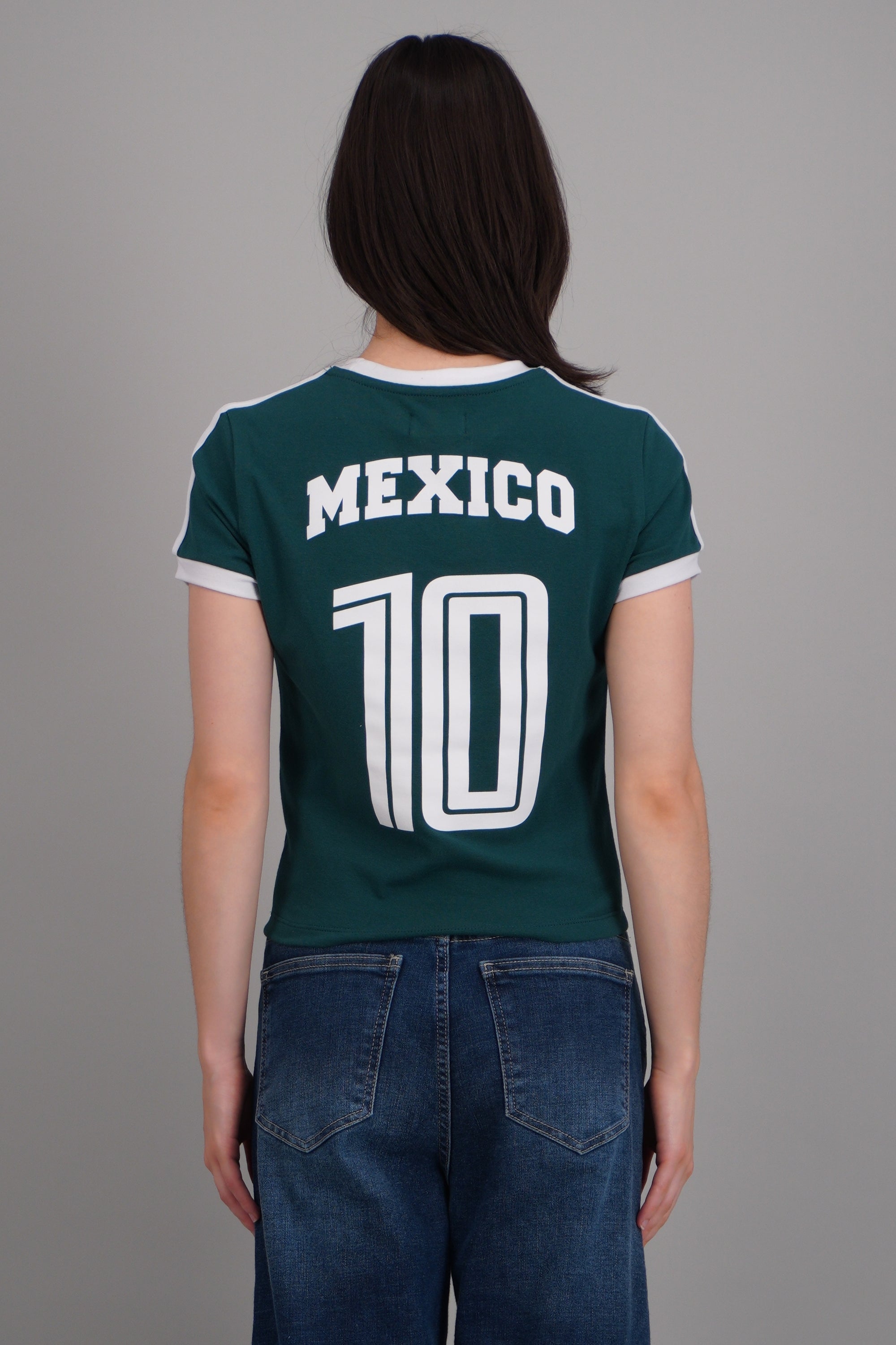 Playera corta contraste México VERDE BOTELLA