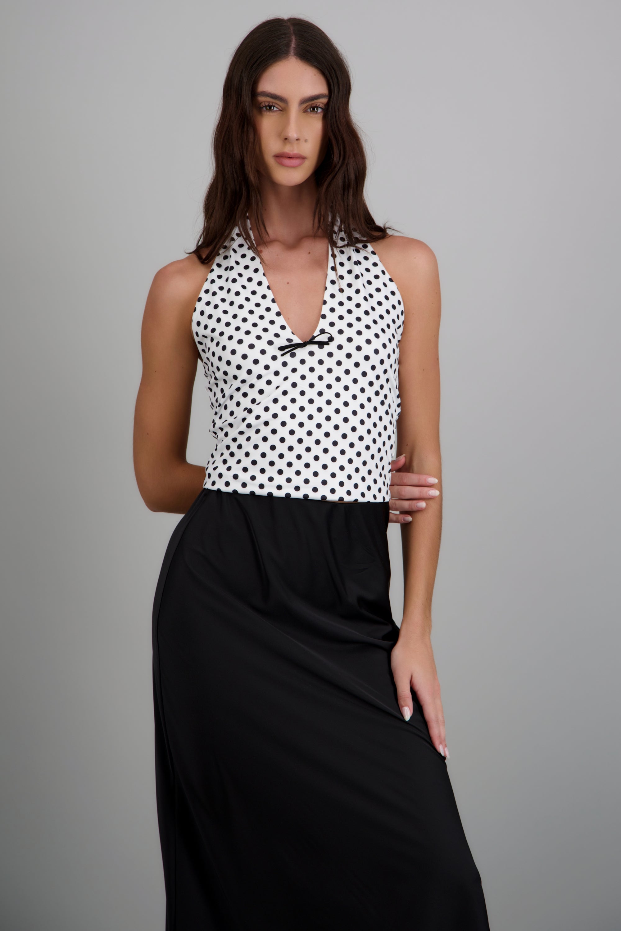 Top halter polka dot NEGRO BLANCO