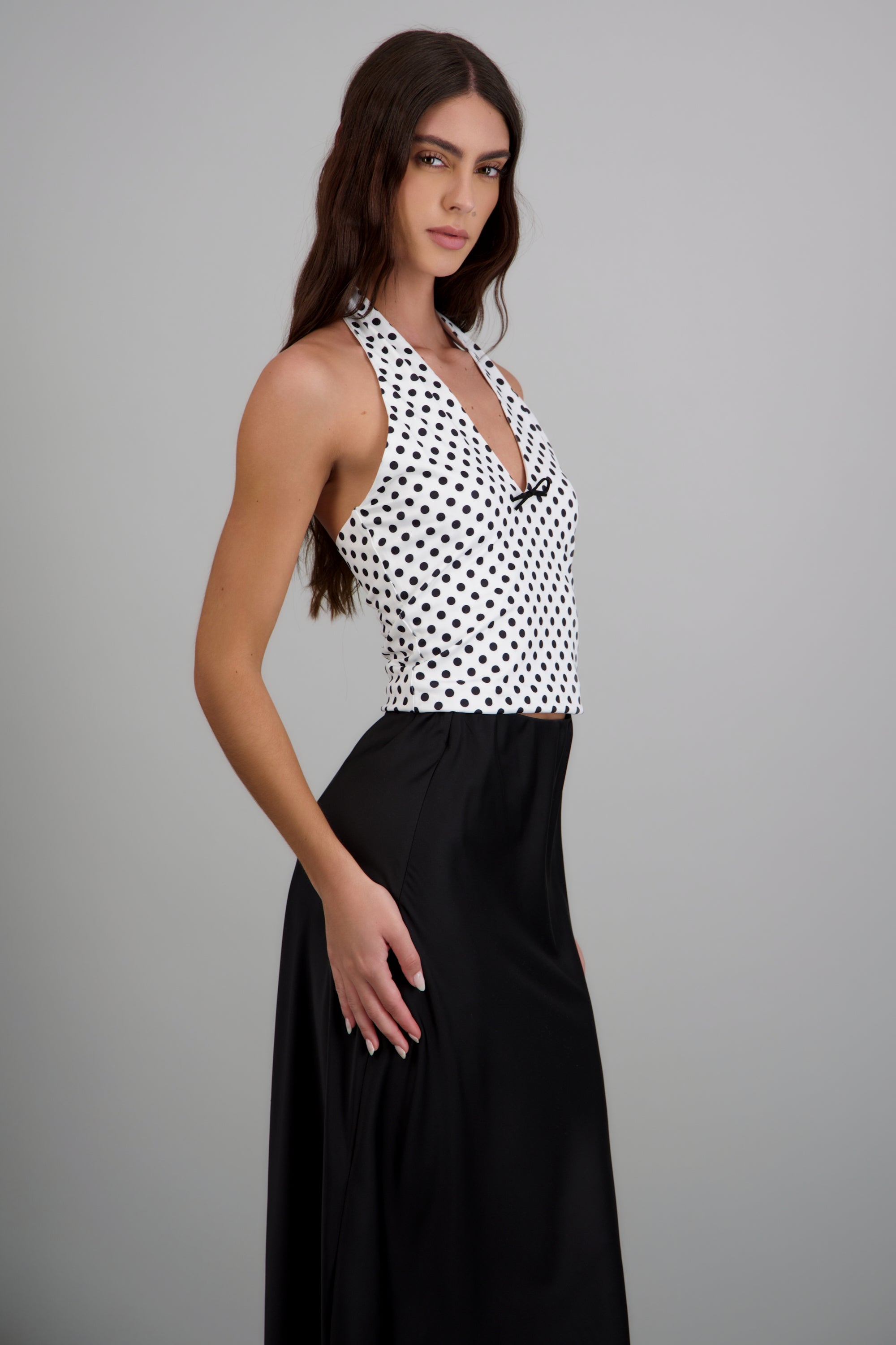 Top halter polka dot NEGRO BLANCO