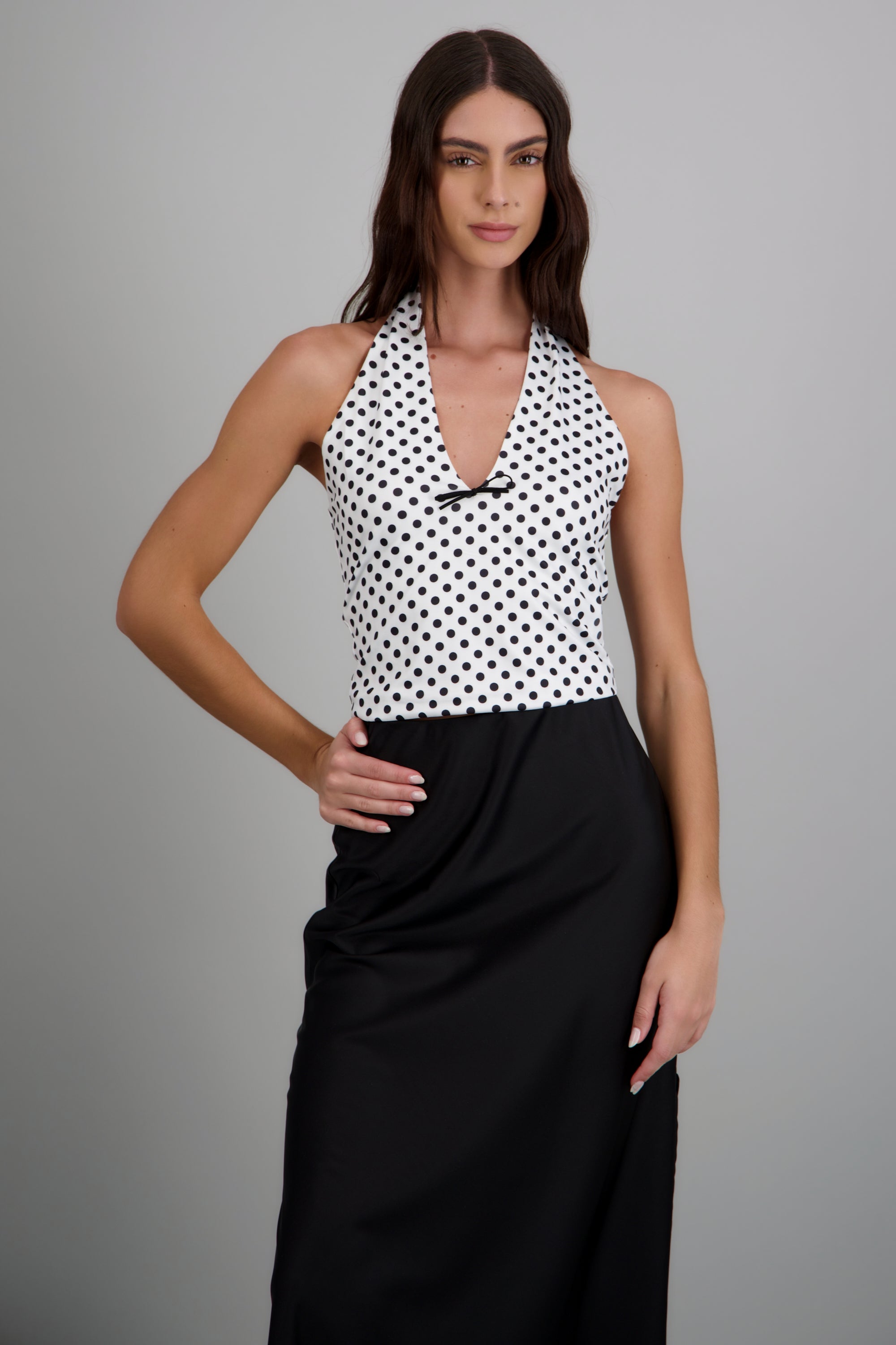 Top halter polka dot NEGRO BLANCO