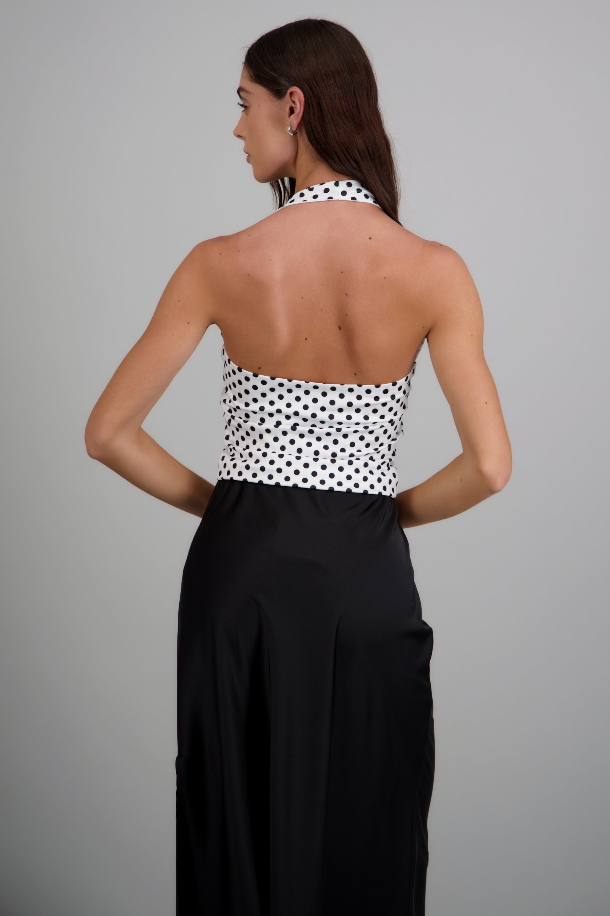 Top halter polka dot NEGRO BLANCO