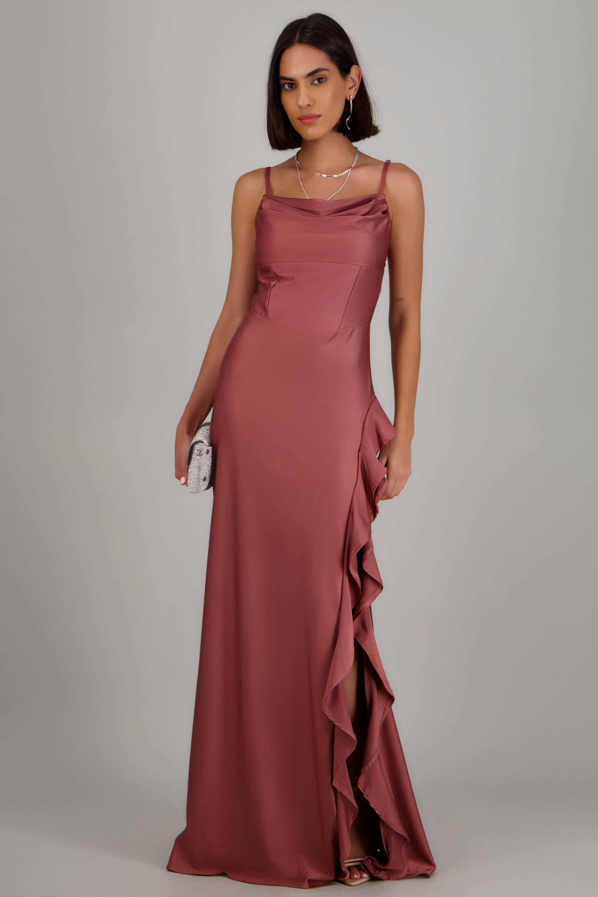Vestido maxi detalle olan MARSALA