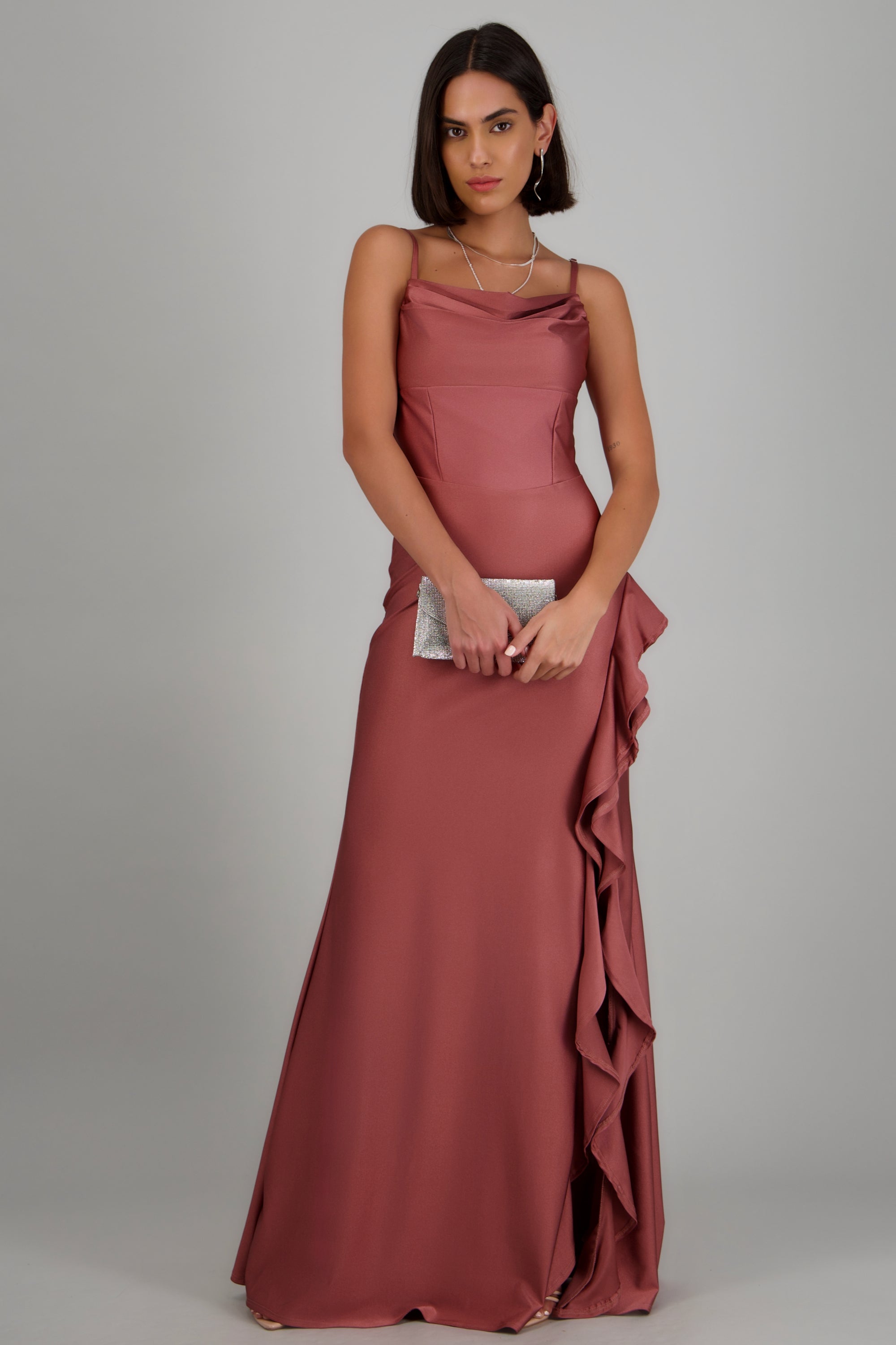 Vestido maxi detalle olan MARSALA