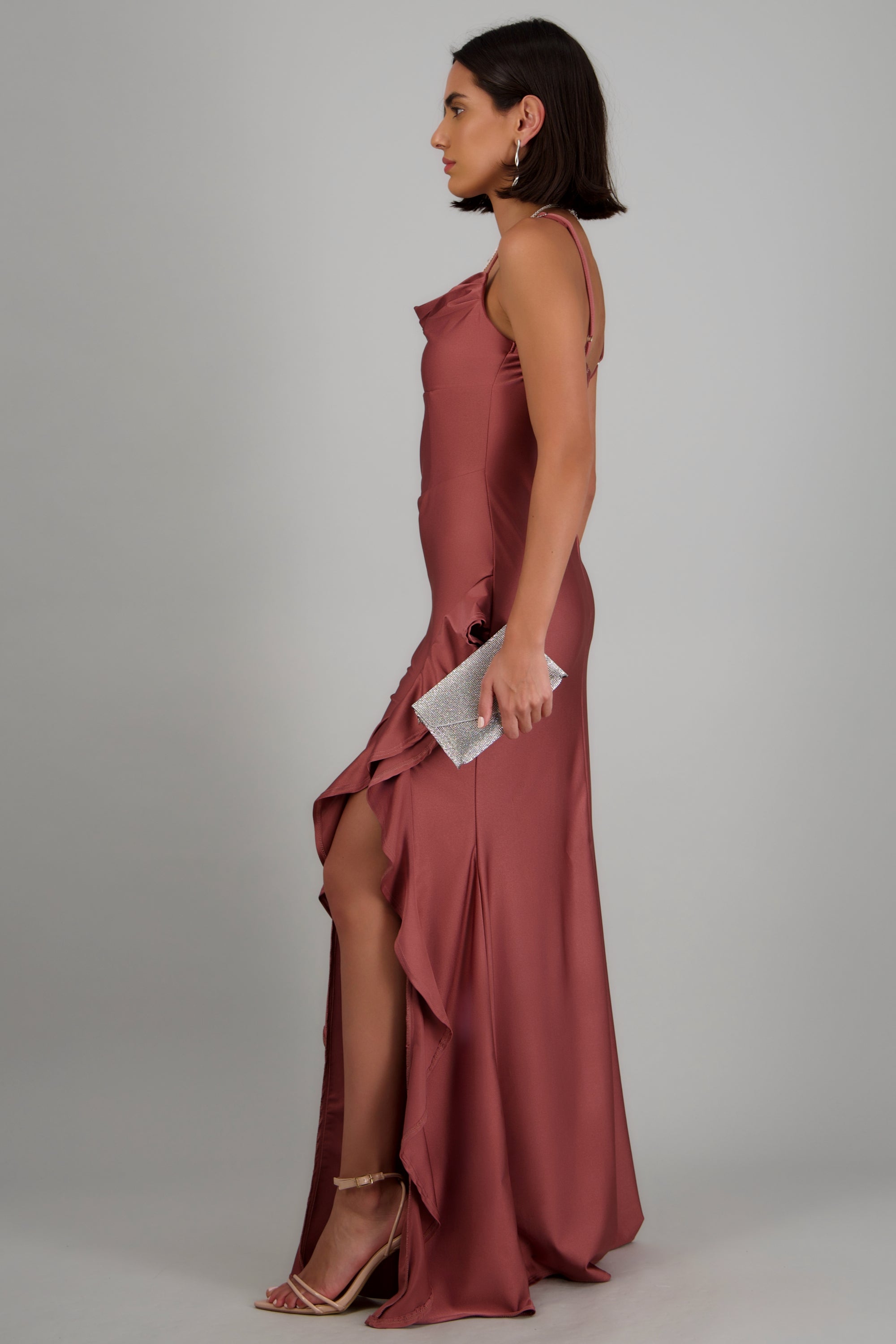 Vestido maxi detalle olan MARSALA