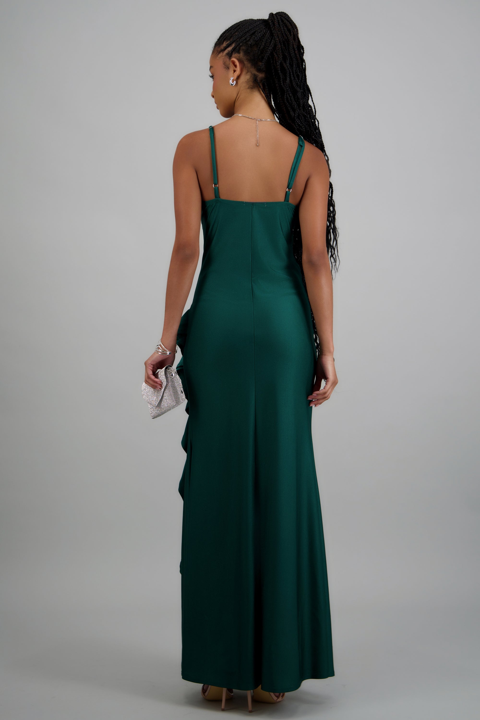 Vestido maxi detalle olan VERDE CAZADOR