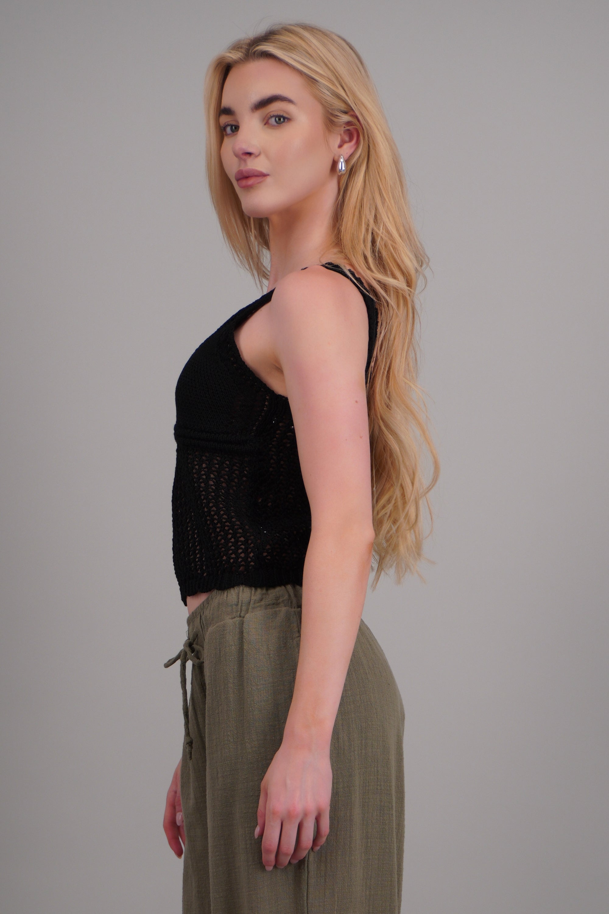 Top tejido crochet NEGRO