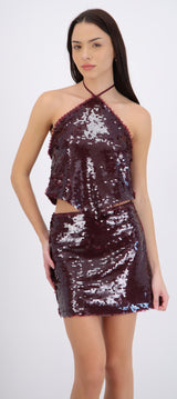 Top halter lentejuelas