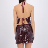 Top halter lentejuelas