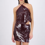 Top halter lentejuelas