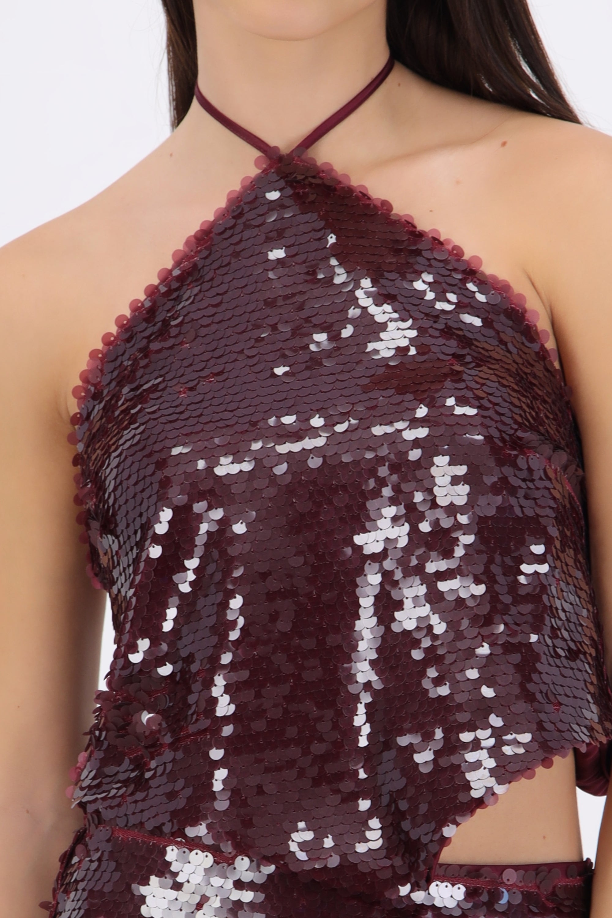 Top halter lentejuelas