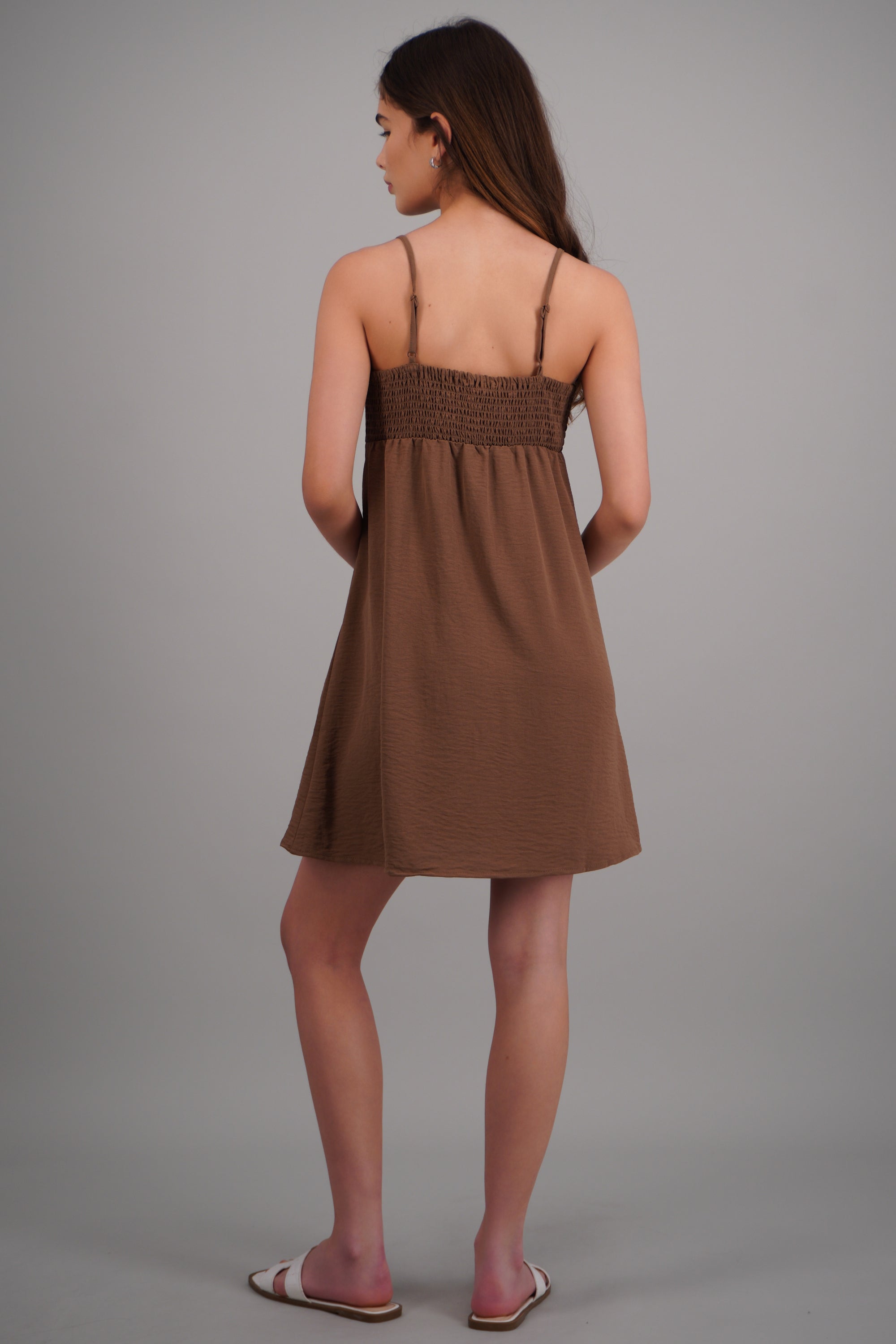 Vestido mini ligero tirantes CAFE