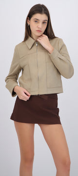 Chamarra suede ajustada