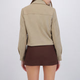 Chamarra suede ajustada