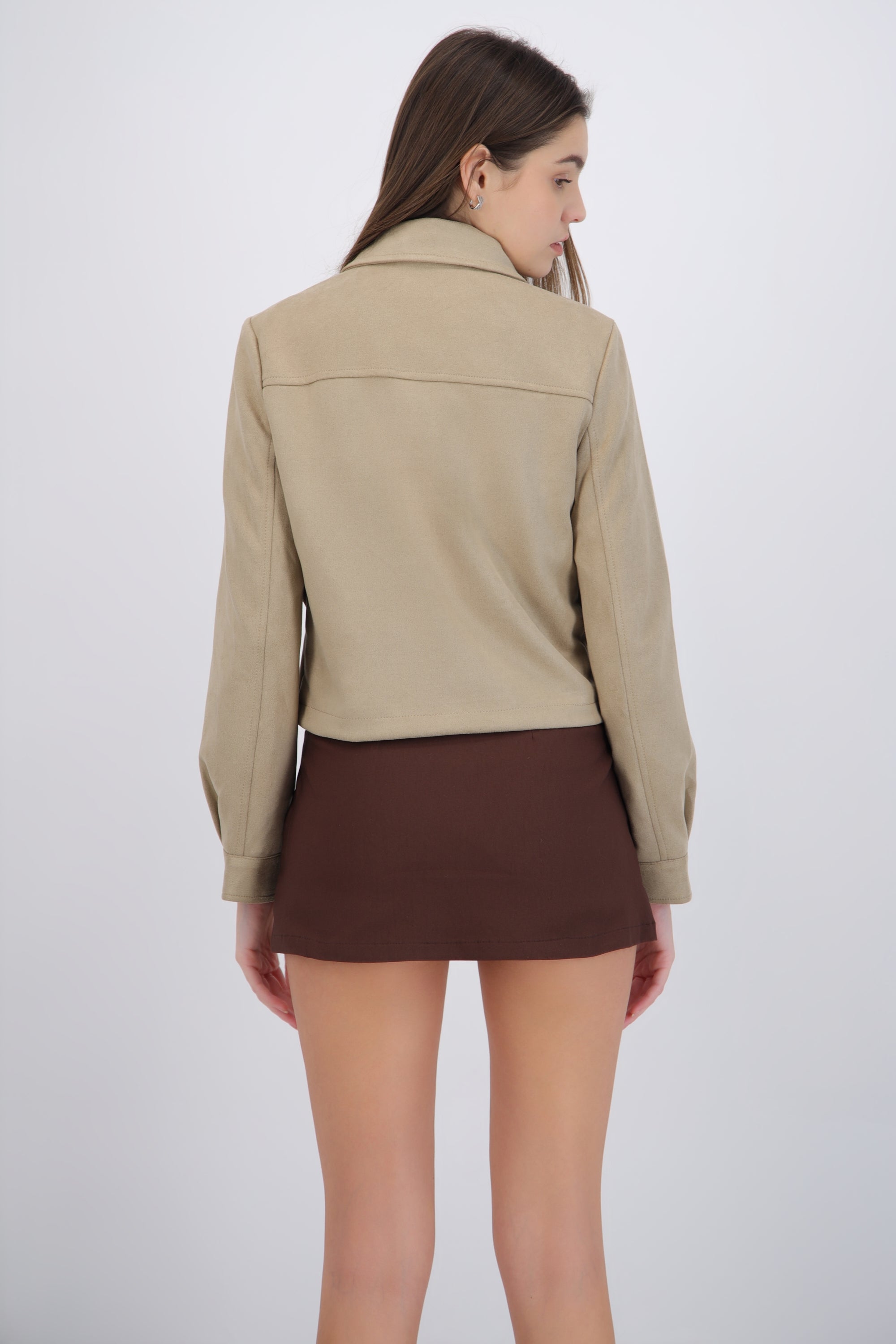 Chamarra suede ajustada