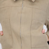 Chamarra suede ajustada