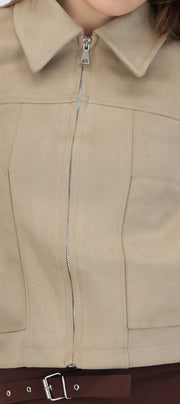 Chamarra suede ajustada