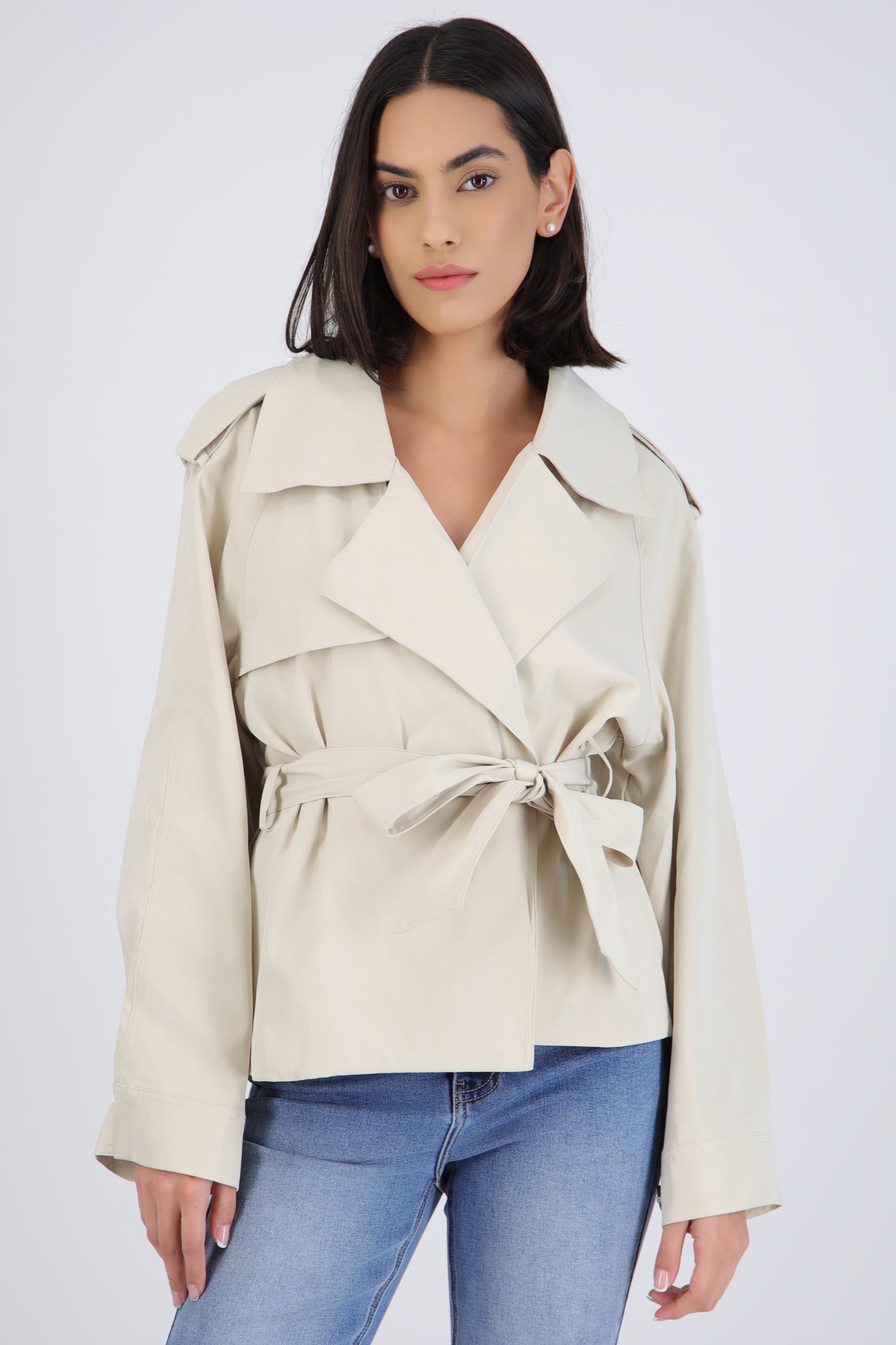 Gabardina de amarre
